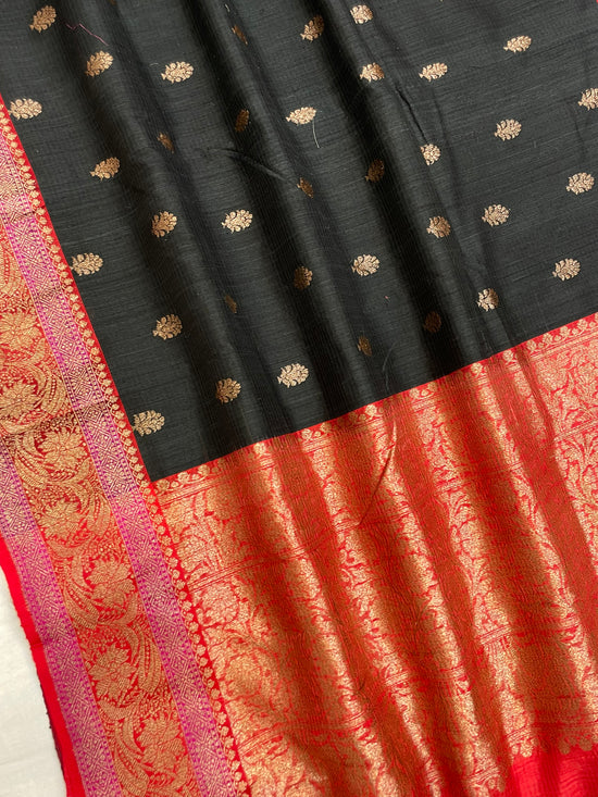 Pure Dupion Tusser Silk Handloom Banarasi Saree