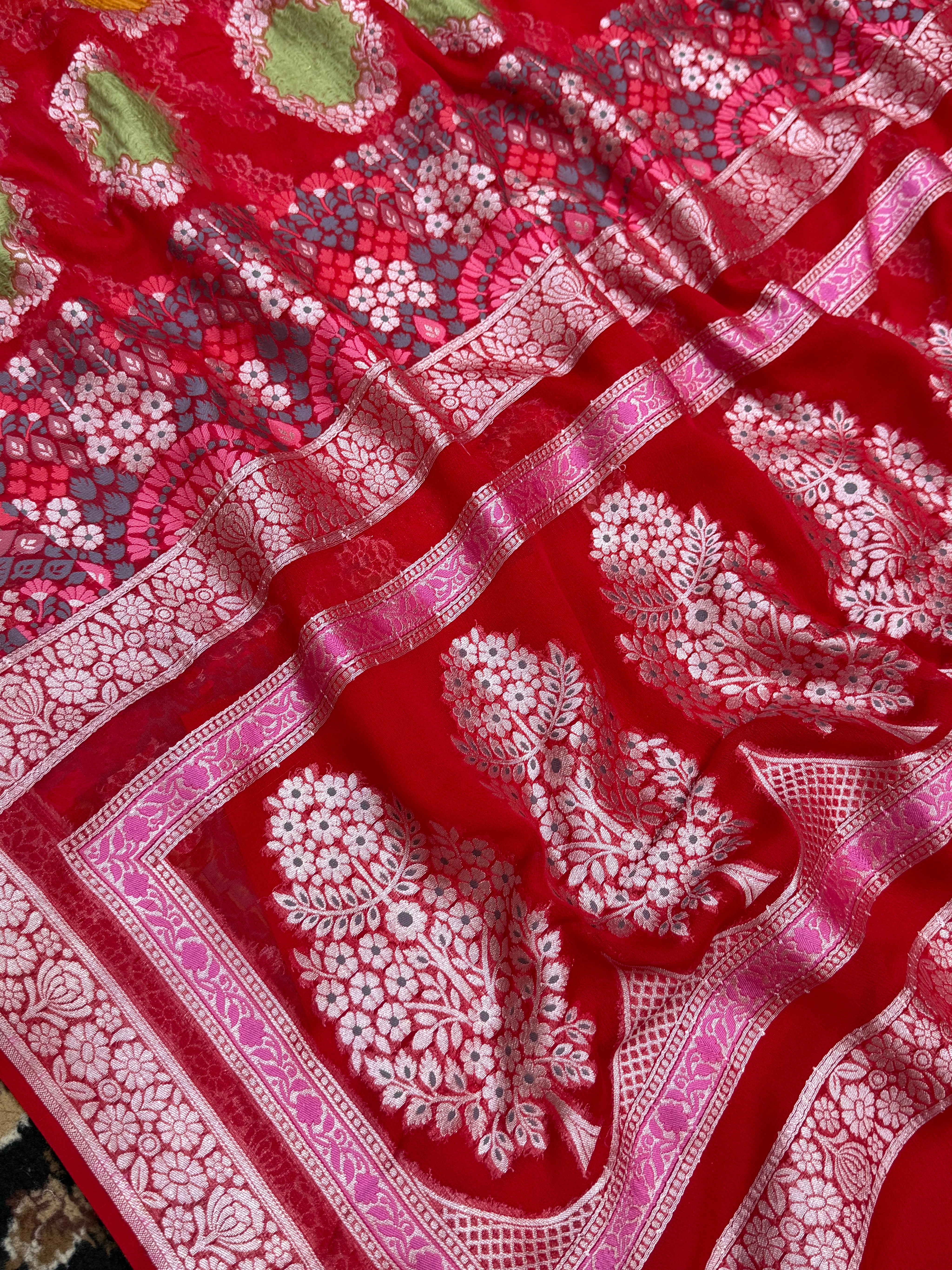 Rani Color Khaddi Georgette Banarasi Saree