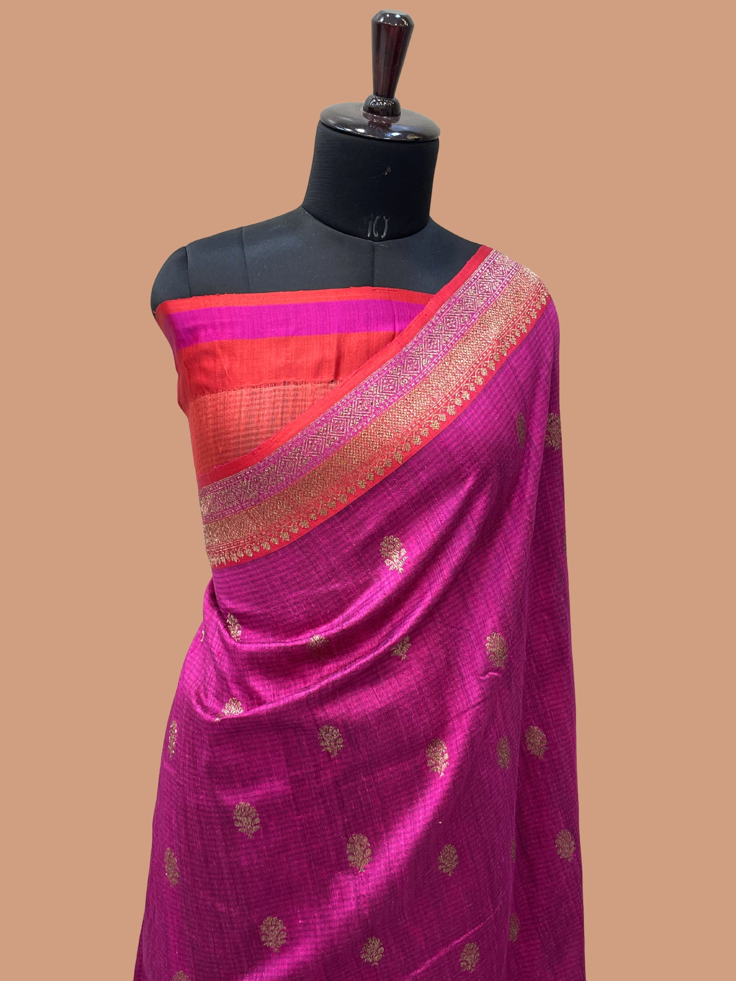 Pure Dupion Tusser Silk Handloom Banarasi Saree