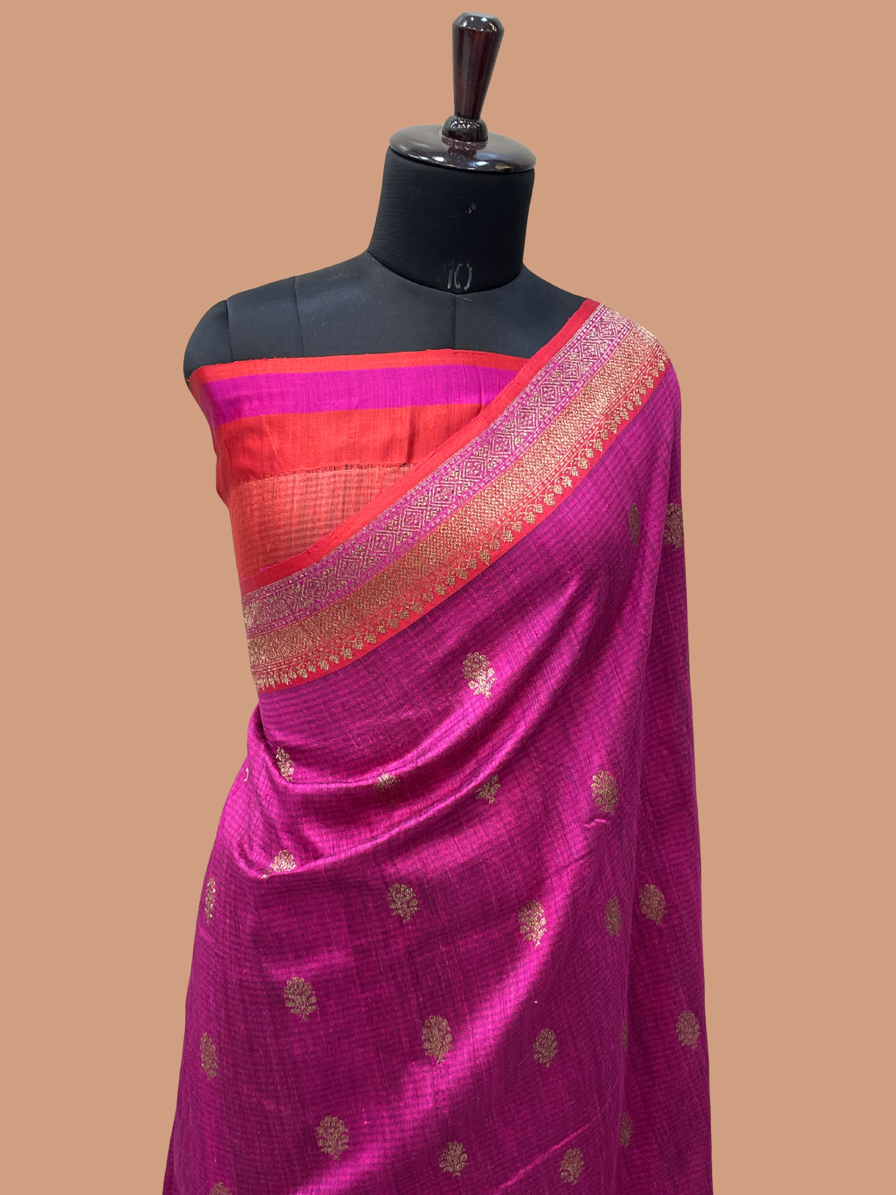 Pure Dupion Tusser Silk Handloom Banarasi Saree