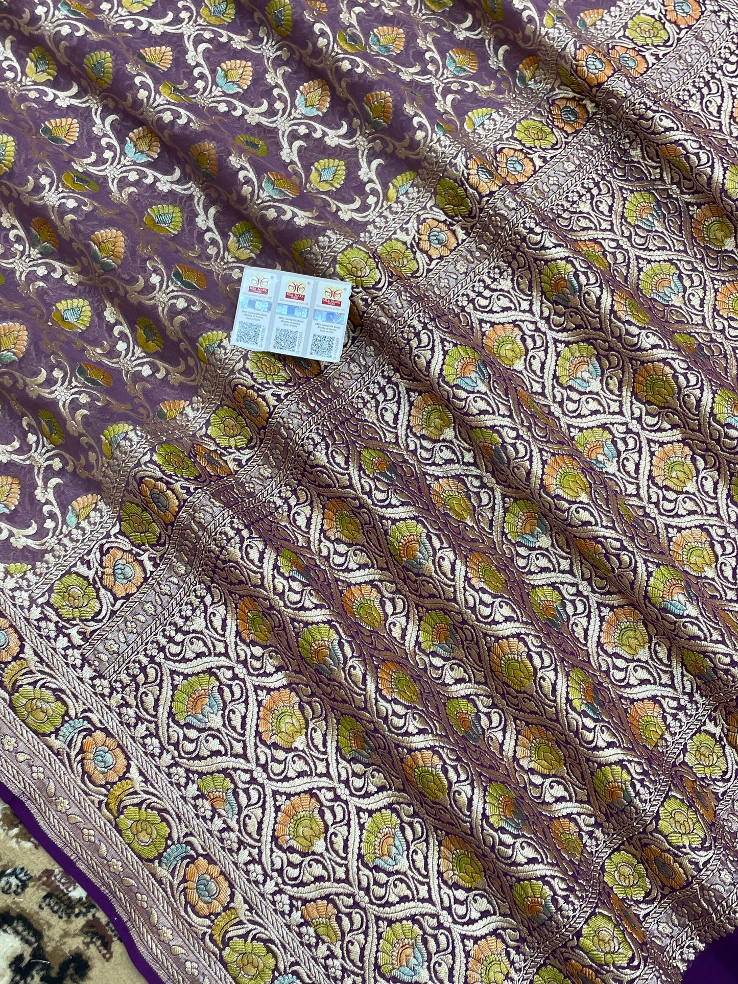 Lovendor Color Khaddi Georgette Banarasi saree - All Over Jaal work with meenakari