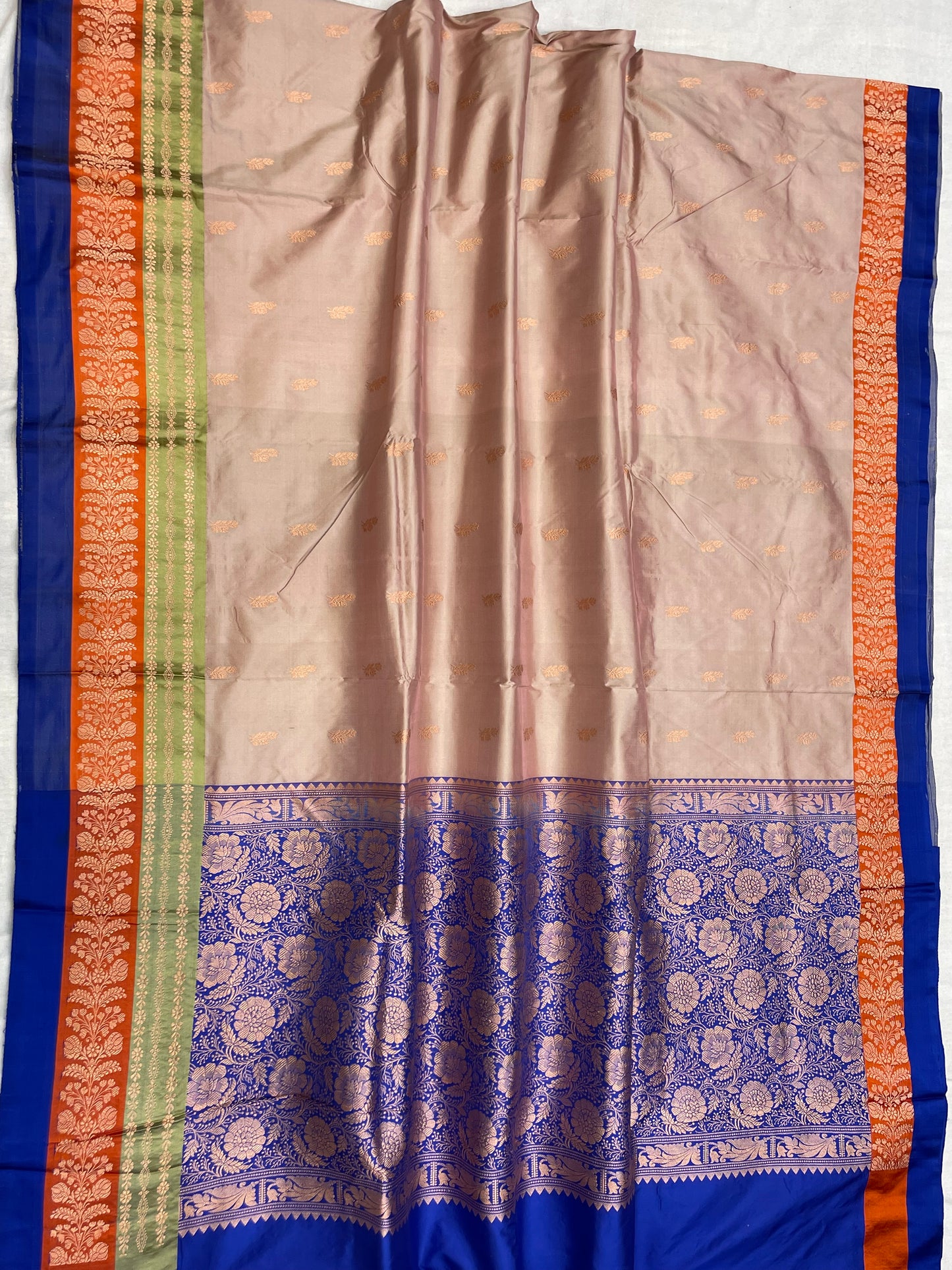 Pure Katan Silk Banarasi Handloom Saree - All over Kadua Buti