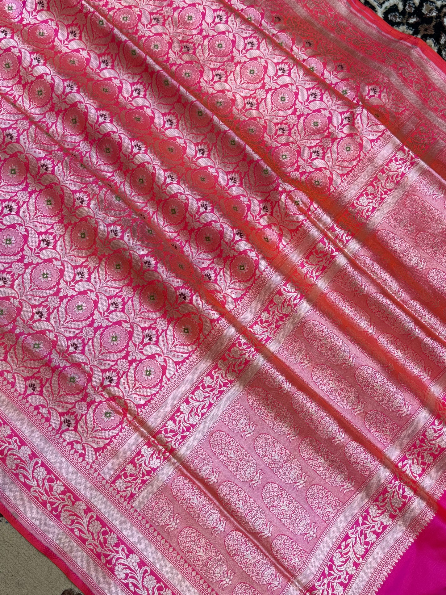 Pink Color Pure Silk Handloom Banarasi Saree - All Over Tanchui Work with Meenakari