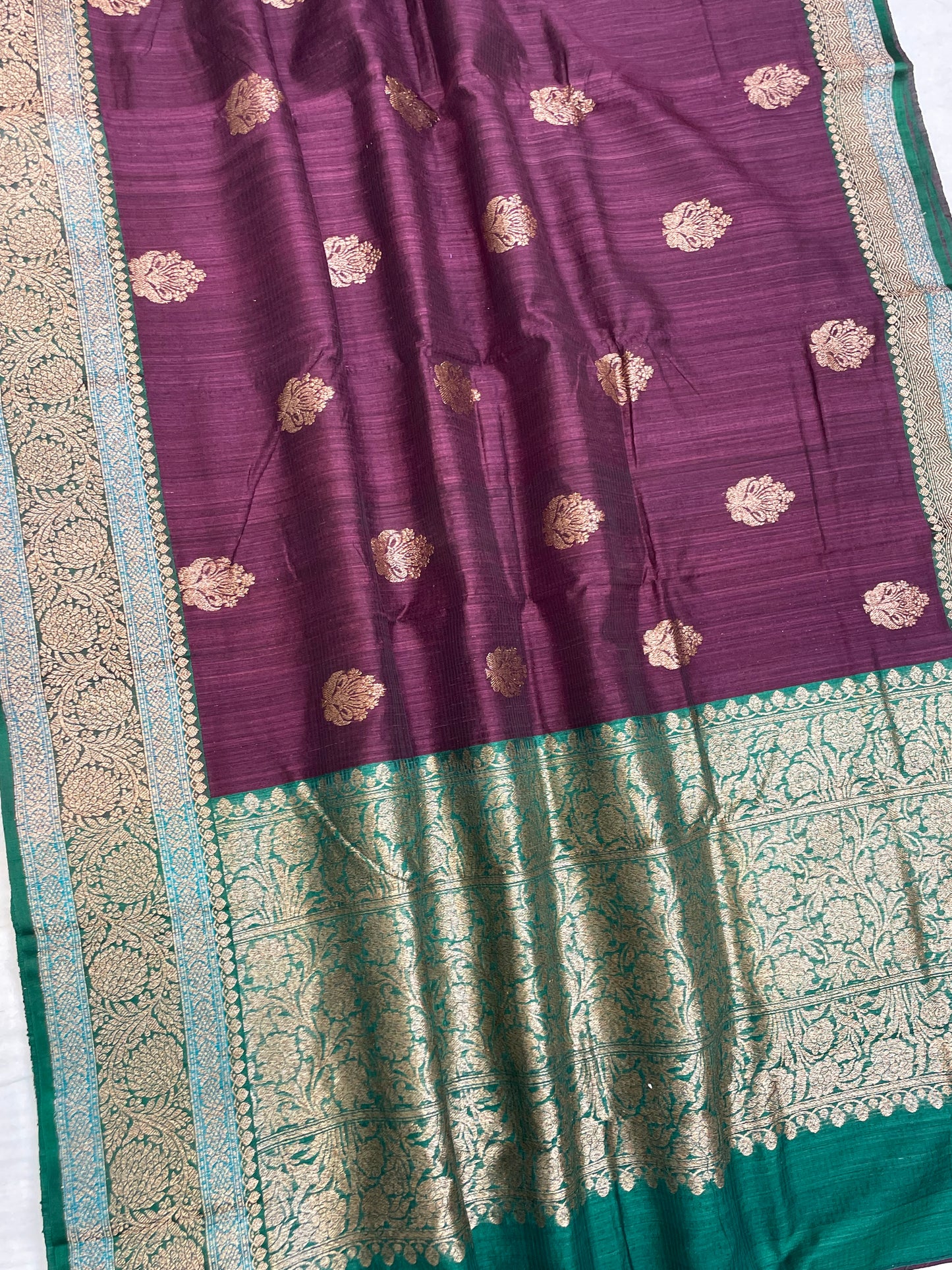 Pure Dupion Tusser Silk Handloom Banarasi Saree
