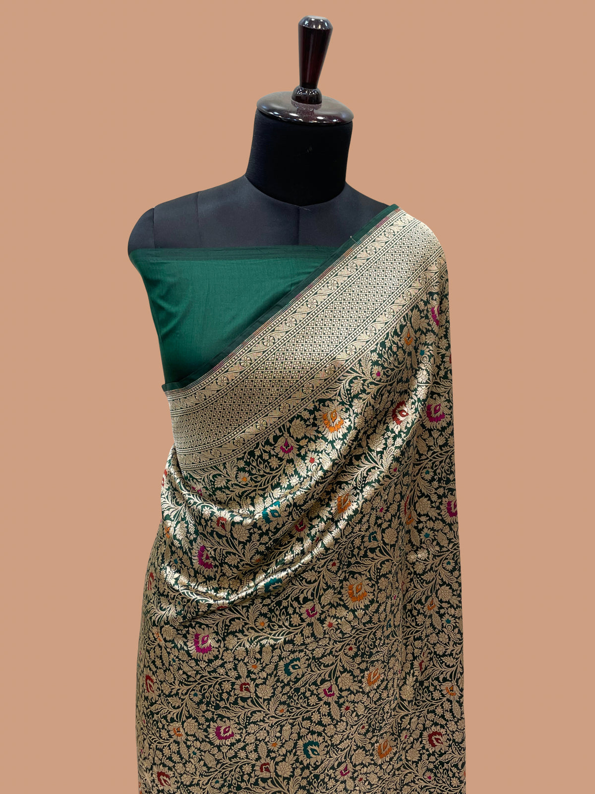Pure Katan Silk Banarasi Handloom Saree - All Over Meenakari