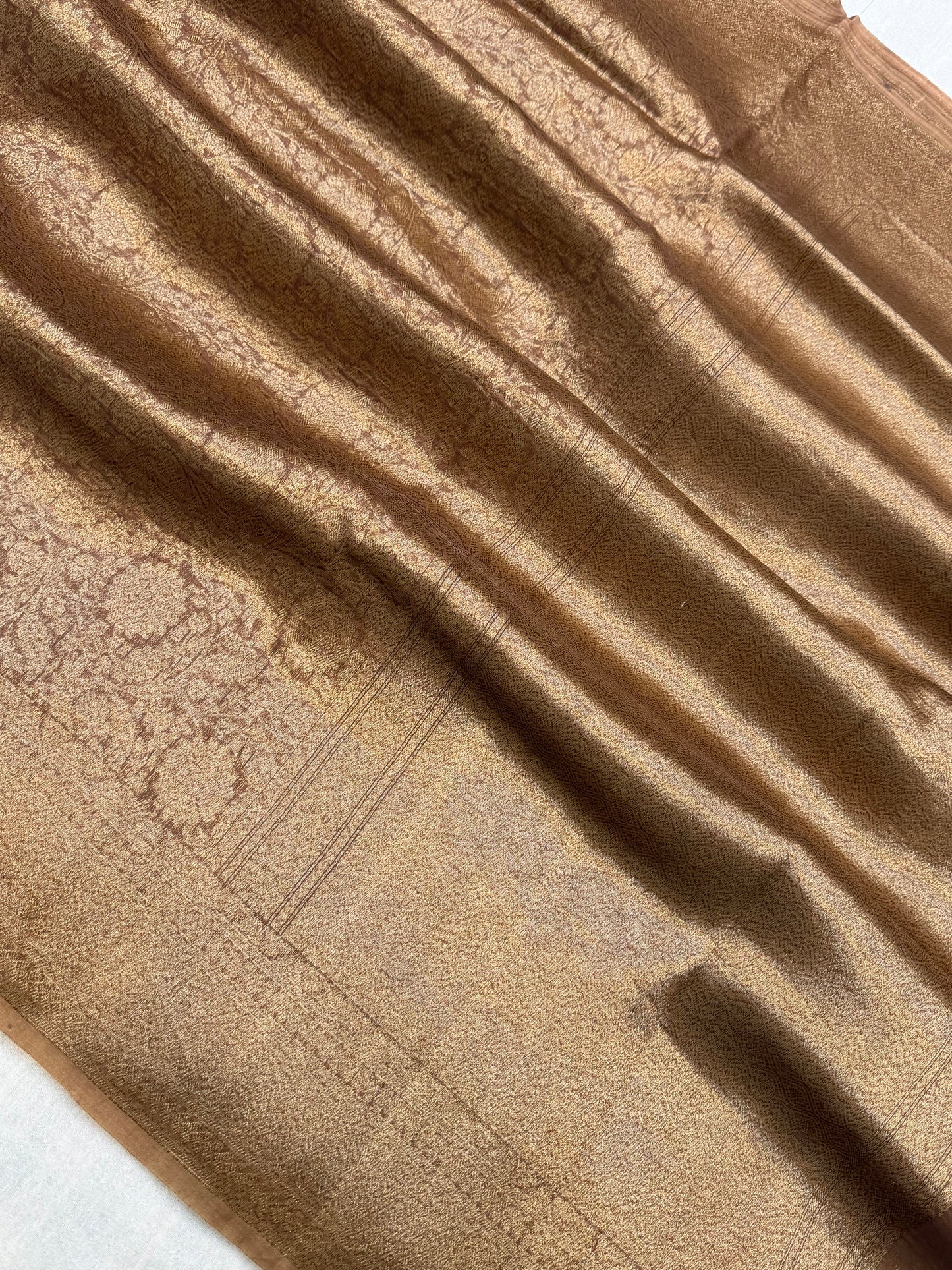 Brown Color Pure Kora Silk Handloom Banarasi Saree - All Over Brocade Jaal Work