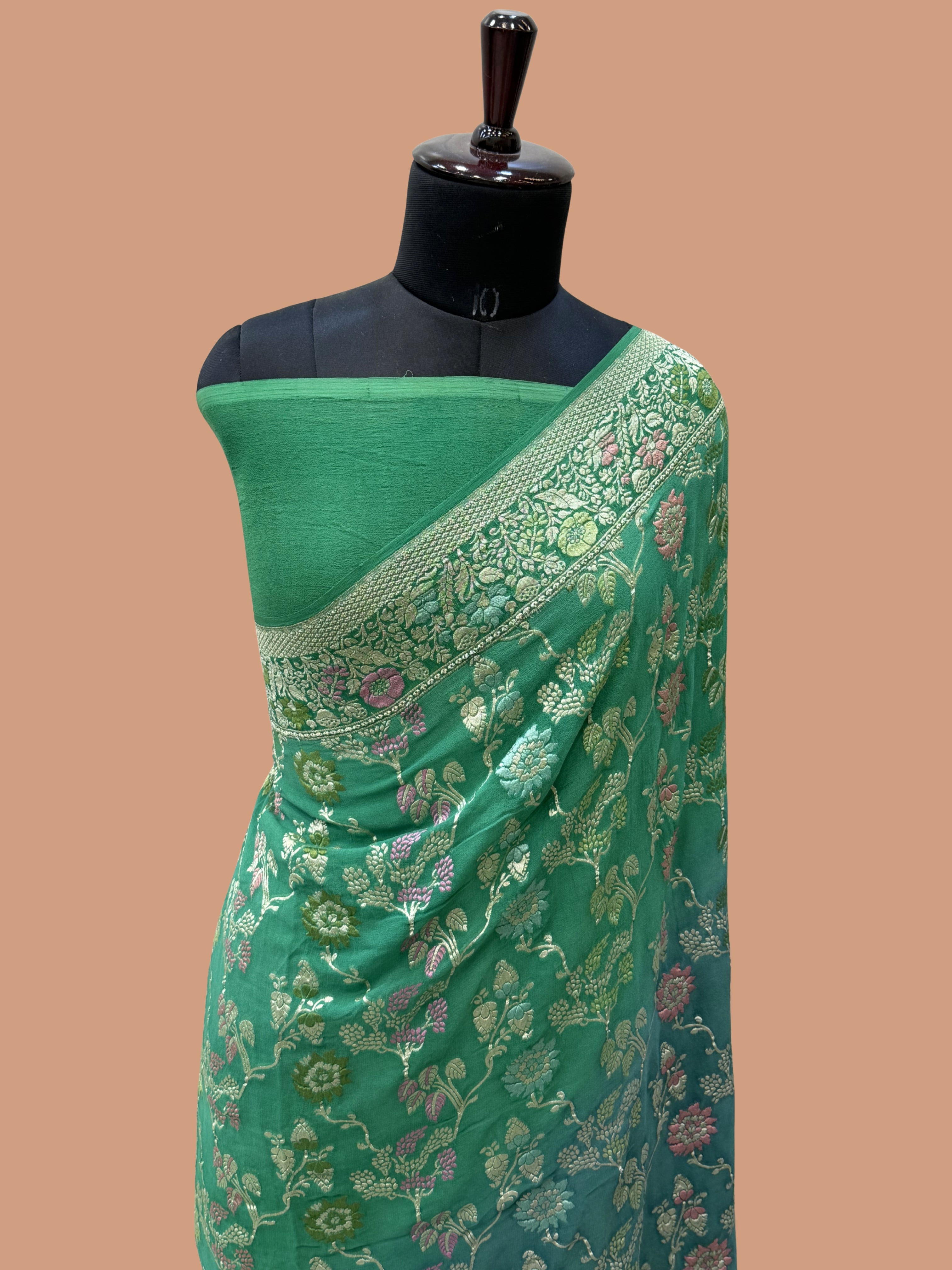 Khaddi Georgette Handloom Banarasi Saree - Gold Zari