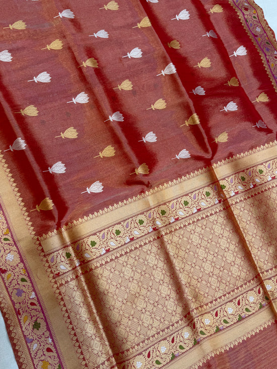 Pure Tissue Silk Banarasi Handloom Saree - All over Kadua Motifs