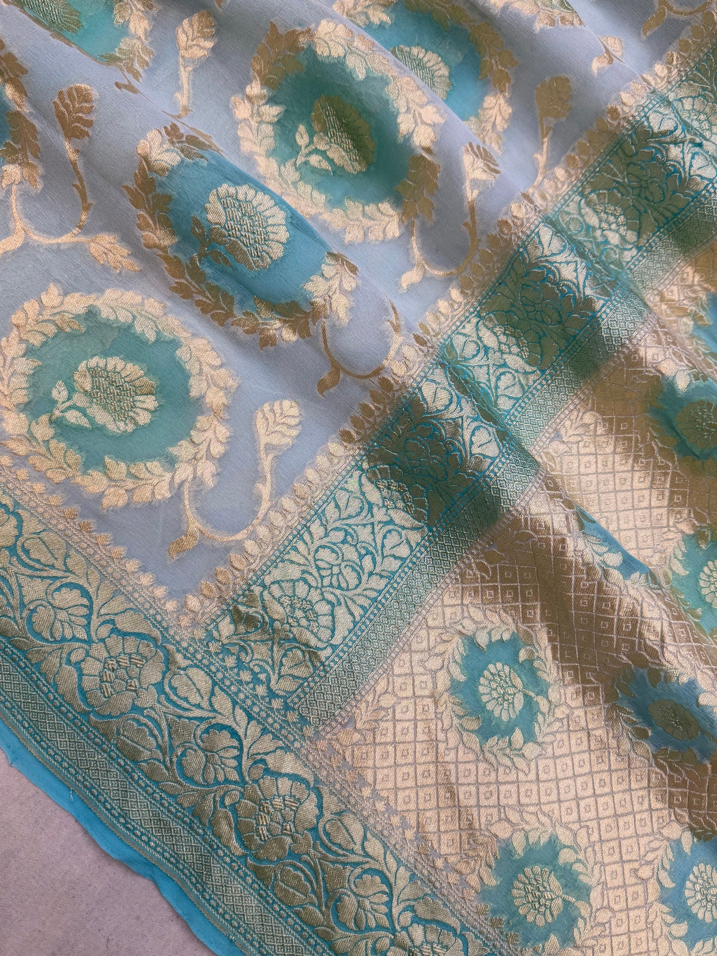Rangkat Pure Khaddi Georgette Handloom Banarasi Saree