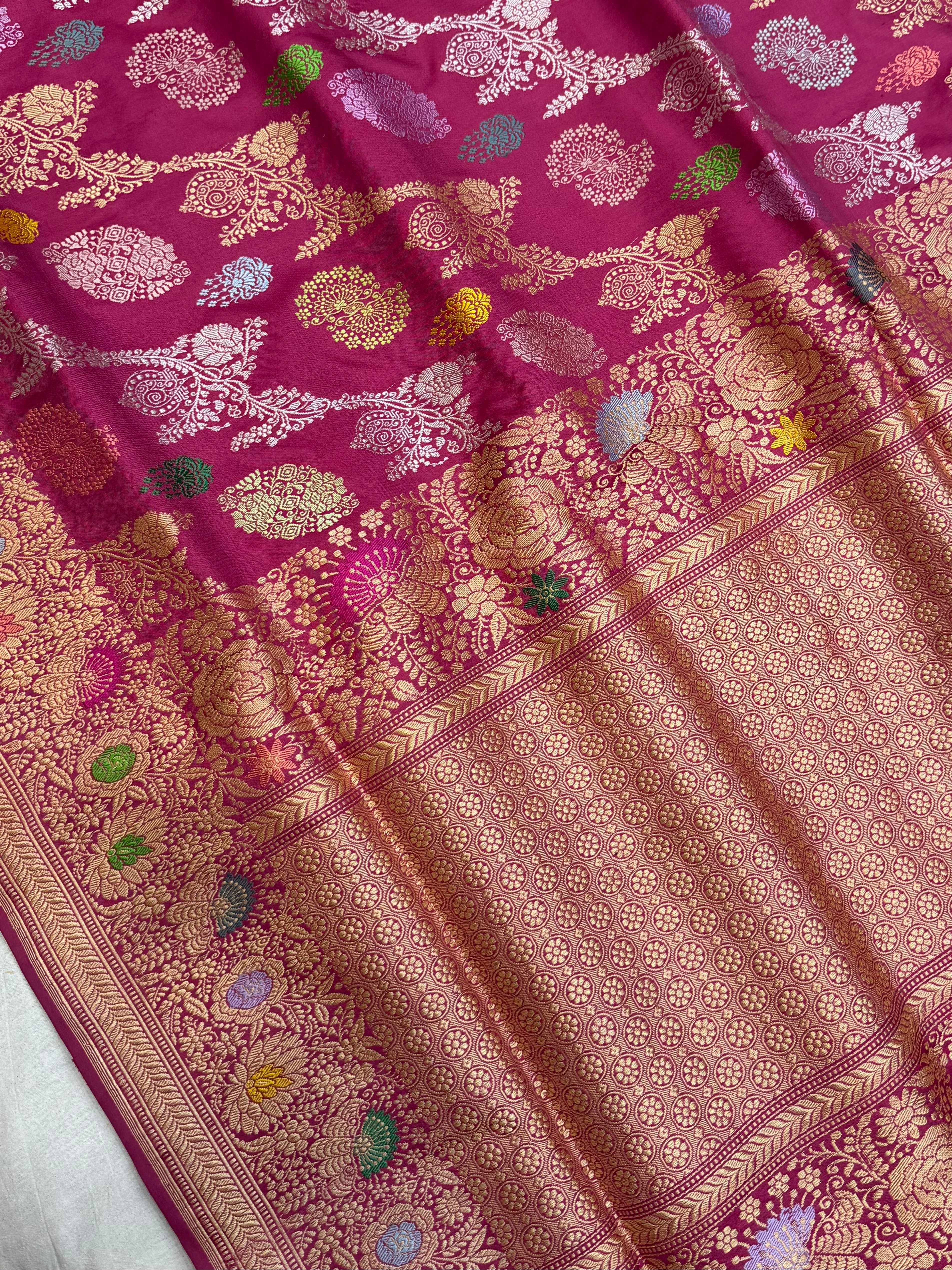 Pure Katan Silk Banarasi Handloom Saree - All over Kadua Jangla