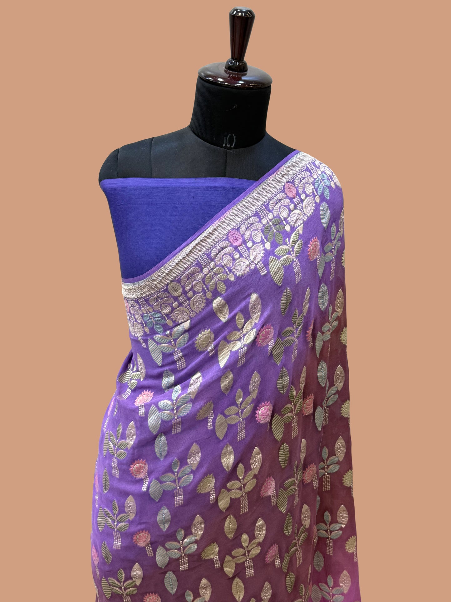 Khaddi Georgette Handloom Banarasi Saree - Gold Zari