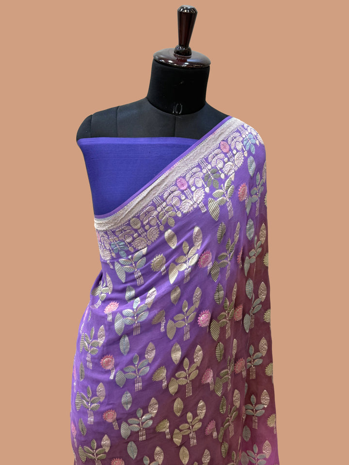 Khaddi Georgette Handloom Banarasi Saree - Gold Zari