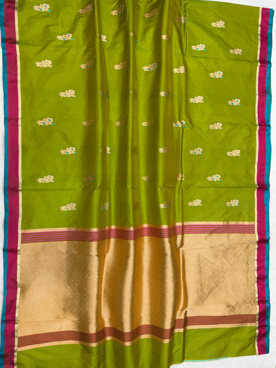 Pure Katan Silk Banarasi Handloom Saree - All over Kadua Buta