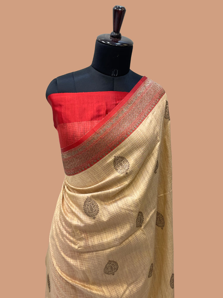 Pure Dupion Tusser Silk Handloom Banarasi Saree