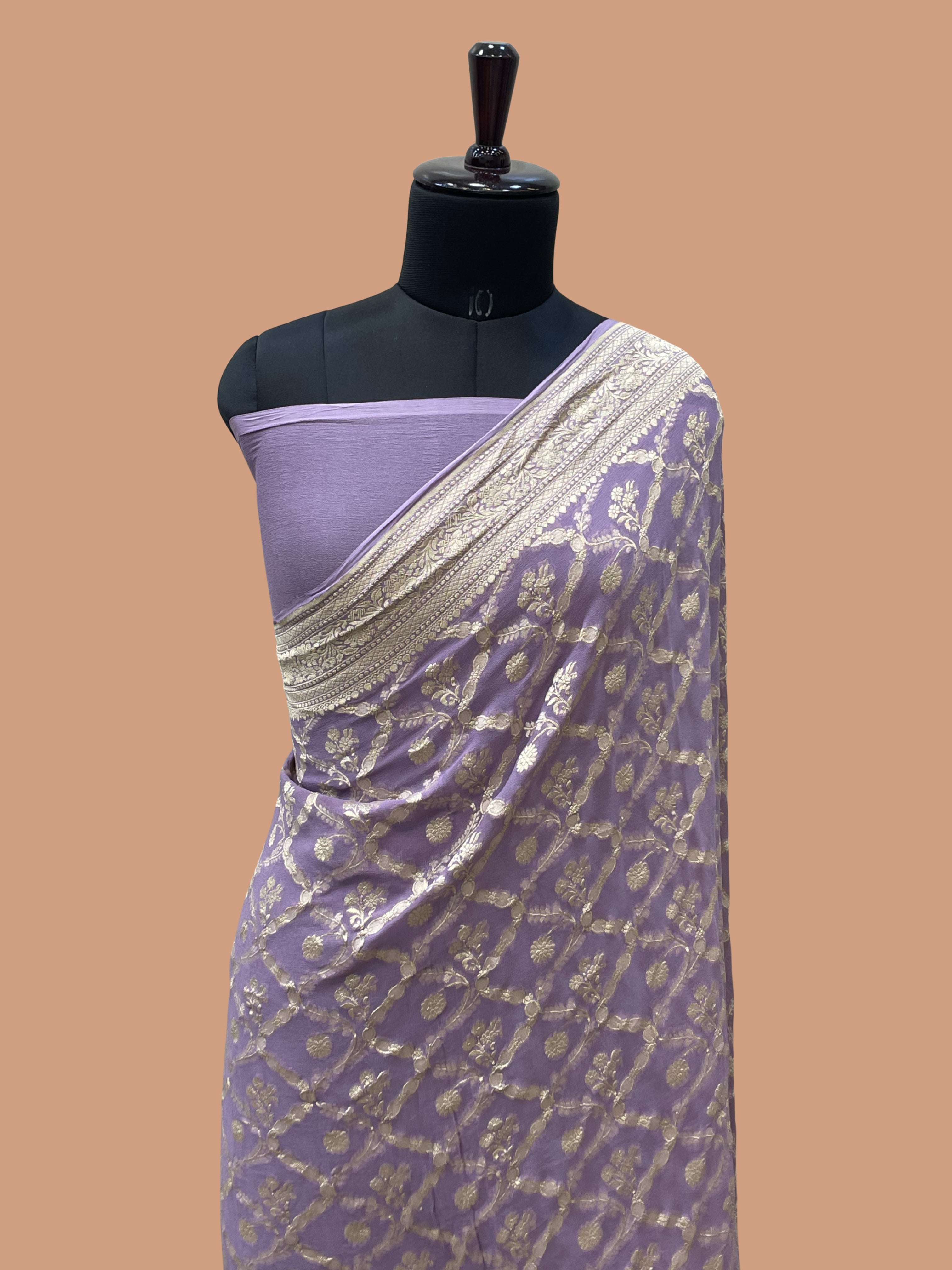 lovendor Color khaddi Georgette banarasi saree - all over jaal work with water jari