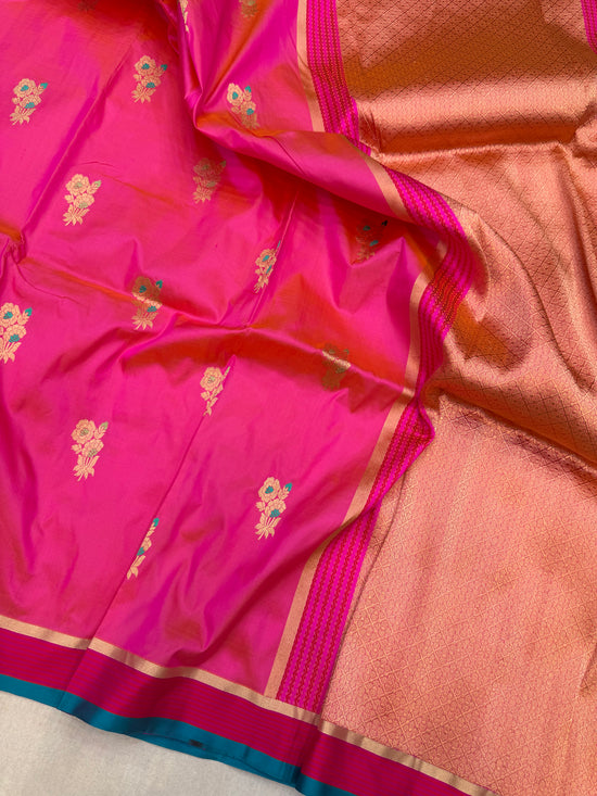 Pure Katan Silk Banarasi Handloom Saree - All over Kadua Buta