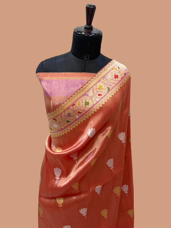 Pure Tissue Silk Banarasi Handloom Saree - All over Kadua Motifs