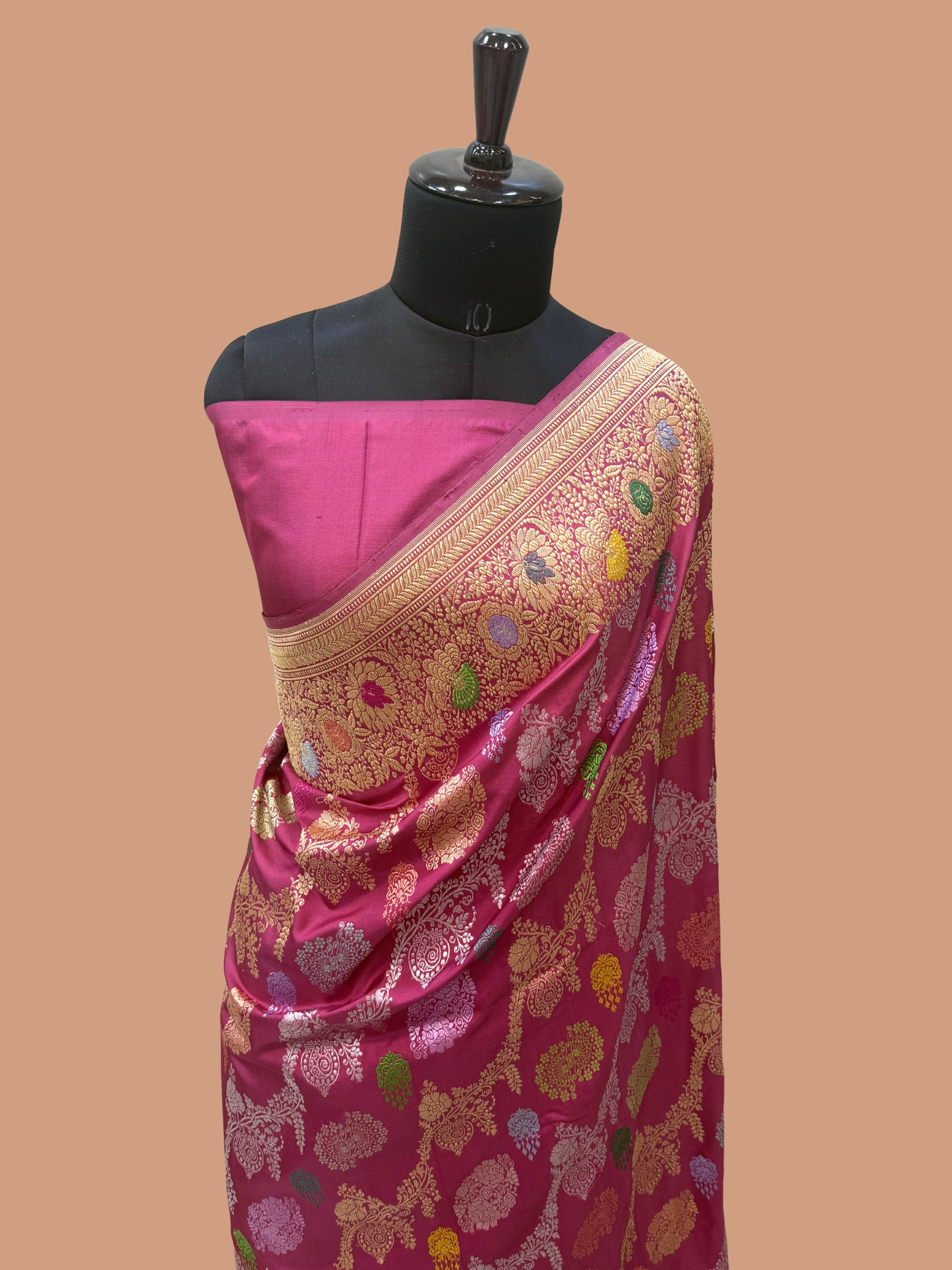 Pure Katan Silk Banarasi Handloom Saree - All over Kadua Jangla