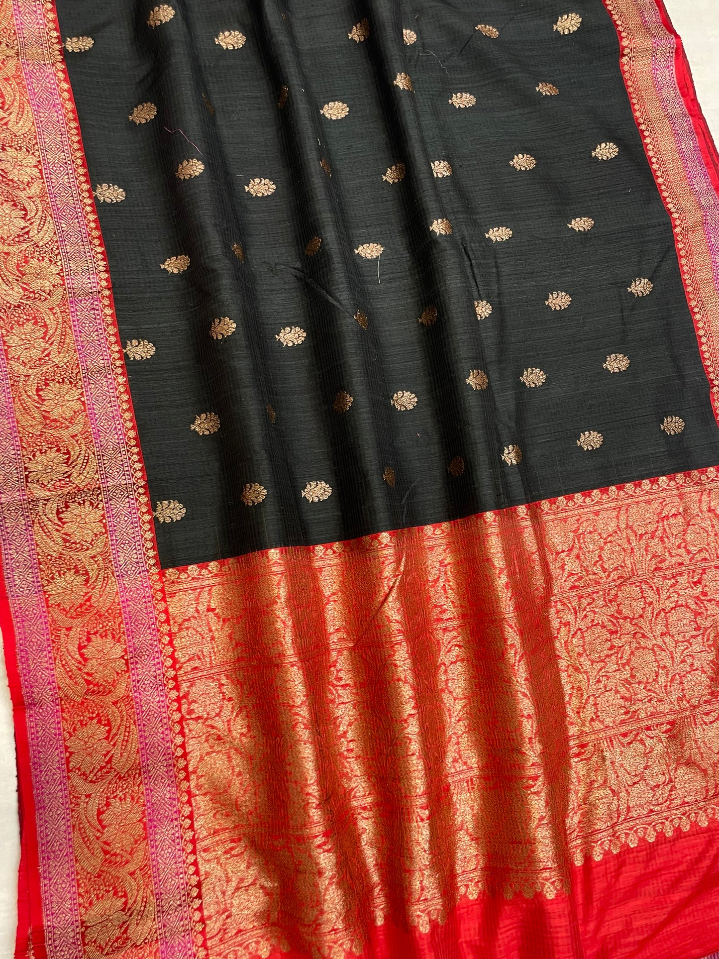 Pure Dupion Tusser Silk Handloom Banarasi Saree