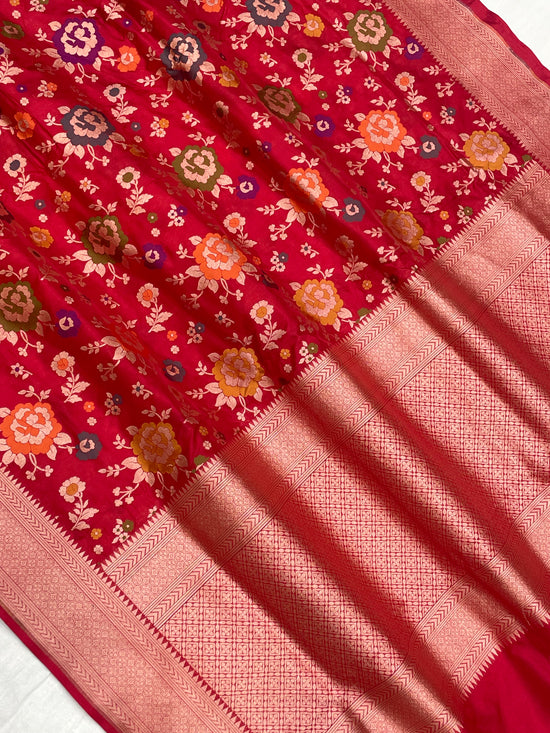 Pure Katan Silk Banarasi Handloom Saree - All Over Meenakari