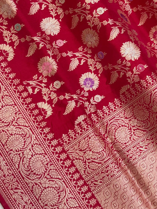 Pure Katan Silk Banarasi Handloom Saree - All over Kadua Jangla