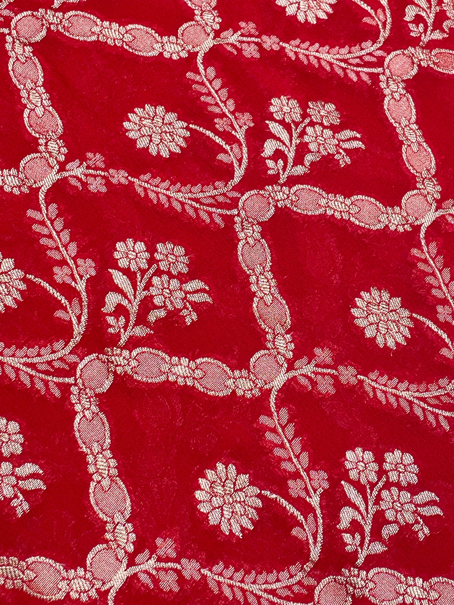 Red Color Khaddi Georgette Banarasi Saree - All Over Jaal Work with Water zari