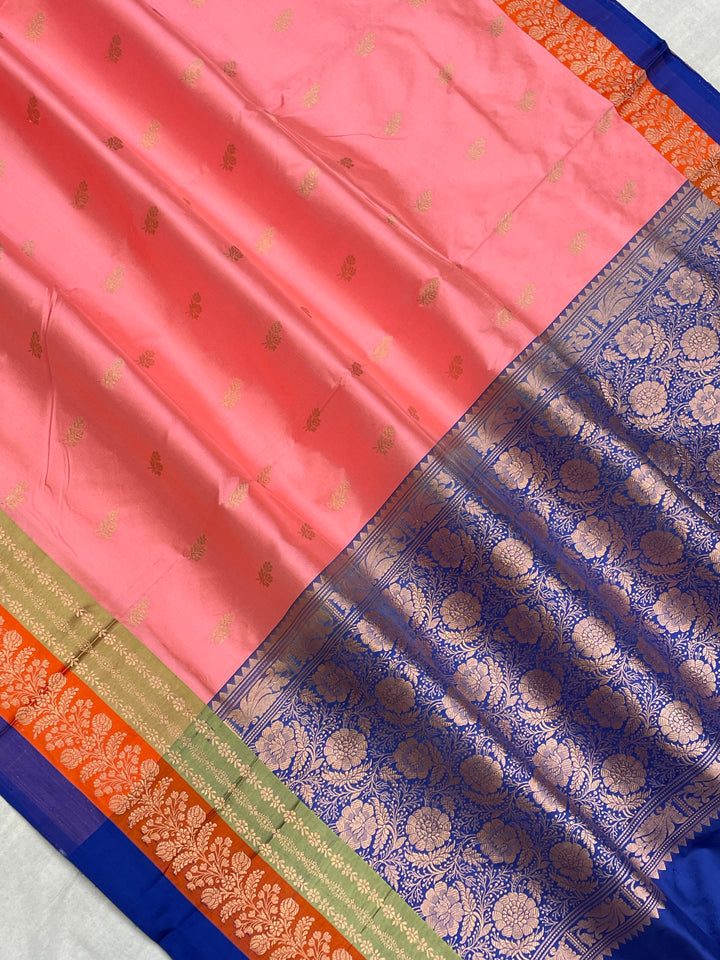 Pure Katan Silk Banarasi Handloom Saree - All over Kadua Buti