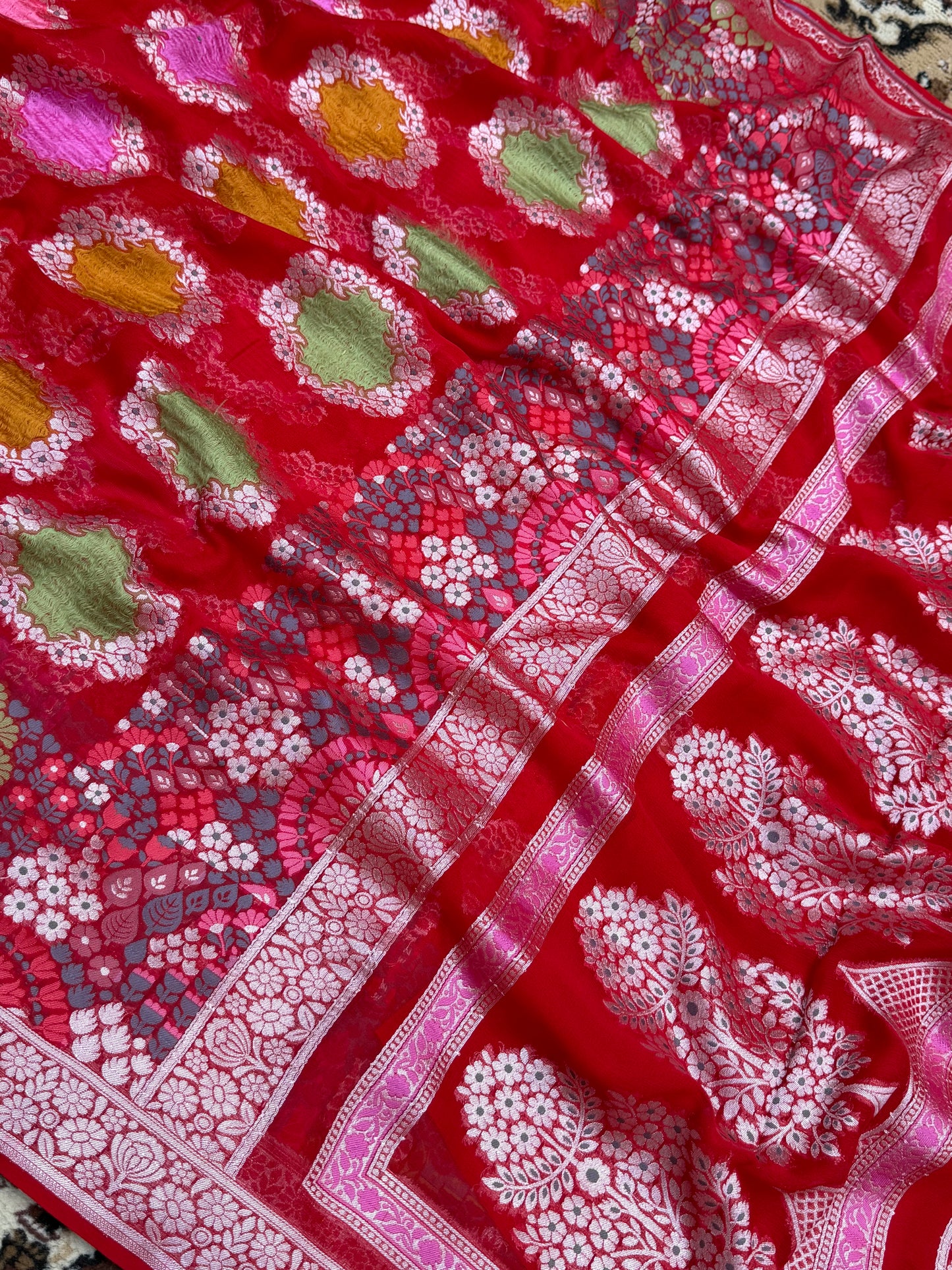 Rani Color Khaddi Georgette Banarasi Saree