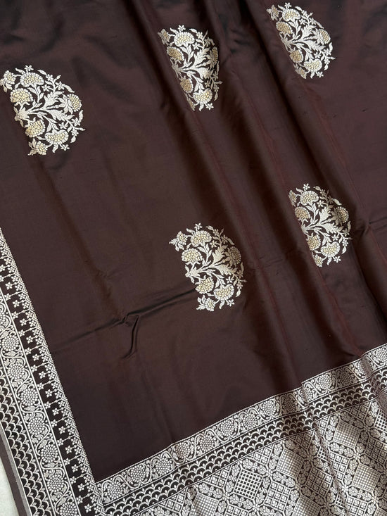 Pure Katan Silk Banarasi Handloom Saree - All over Kadua Motifs