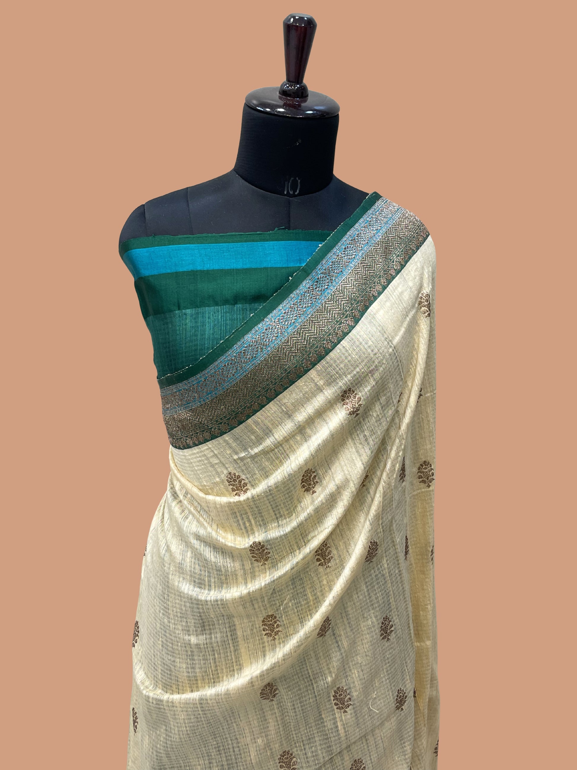 Pure Dupion Tusser Silk Handloom Banarasi Saree