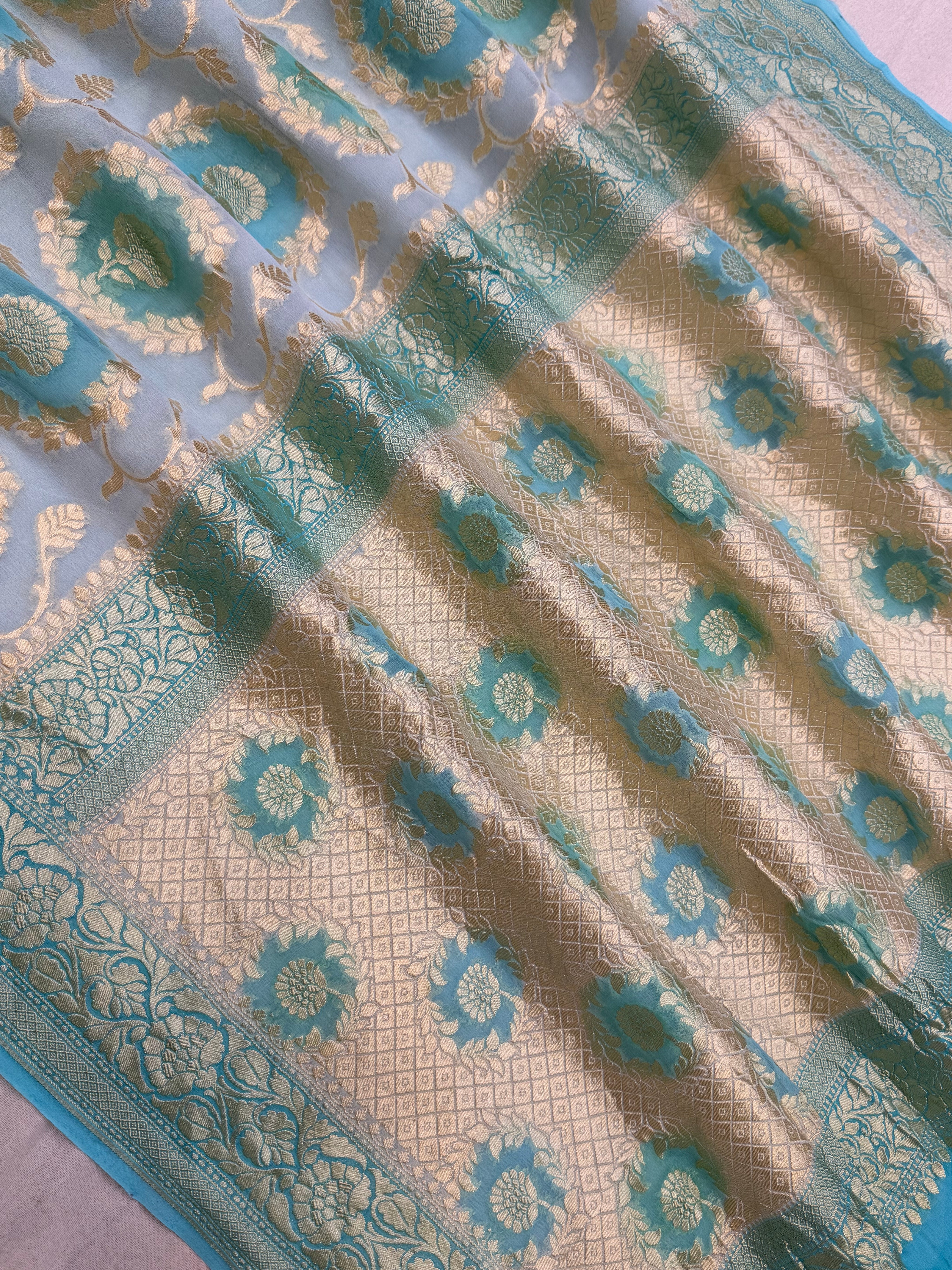 Rangkat Pure Khaddi Georgette Handloom Banarasi Saree