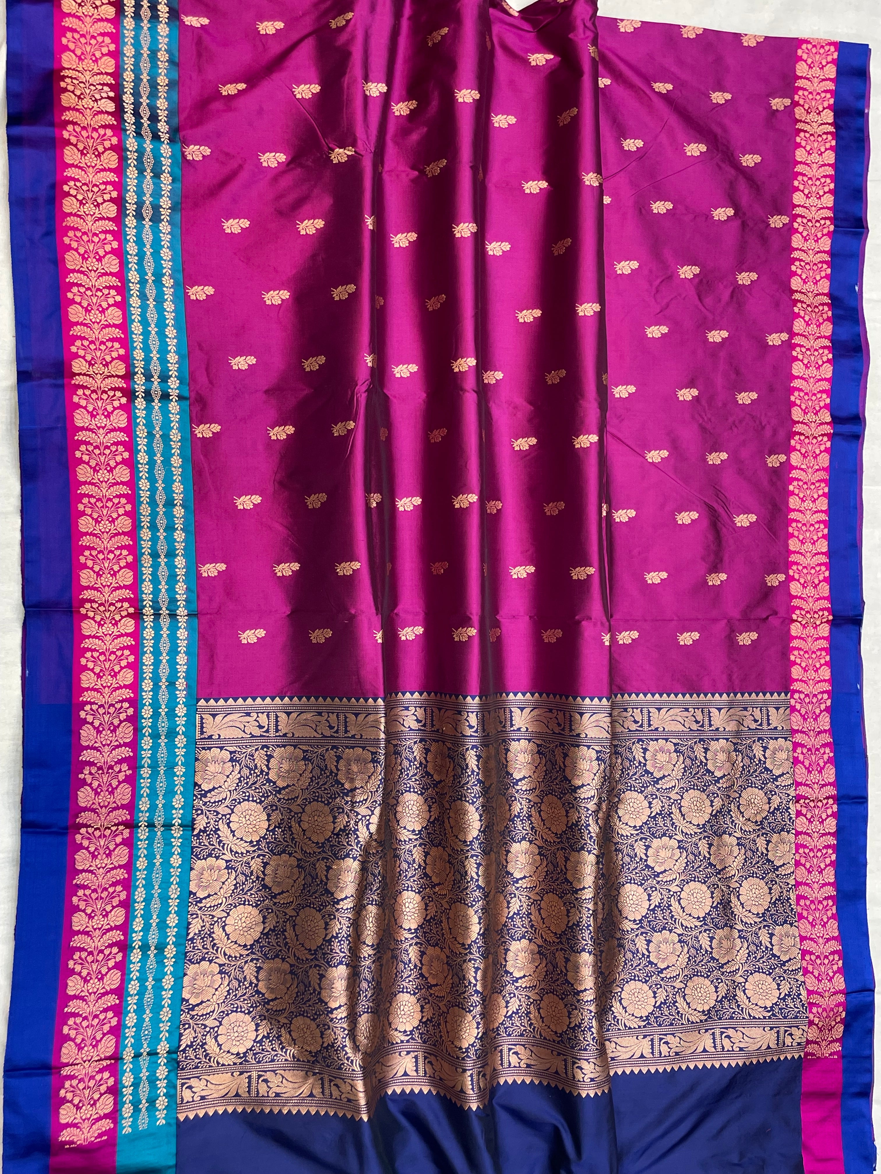 Pure Katan Silk Banarasi Handloom Saree - All over Kadua Buti