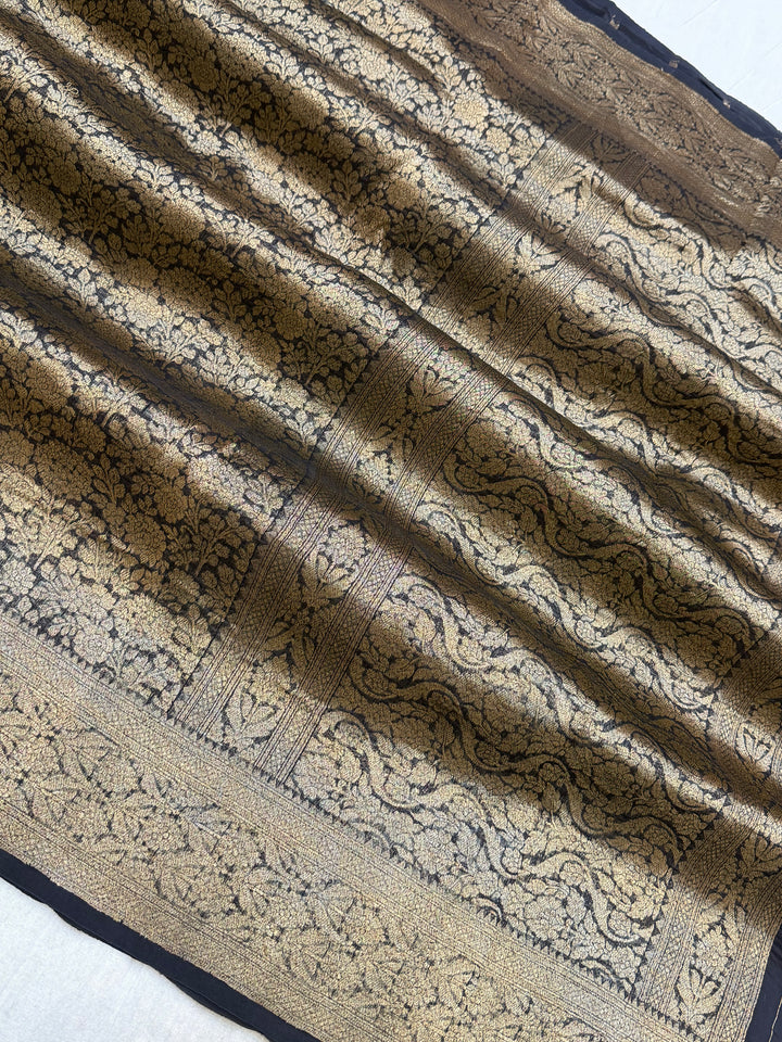 Pure Kora Silk Handloom Banarasi Saree - All Over Brocade Jaal