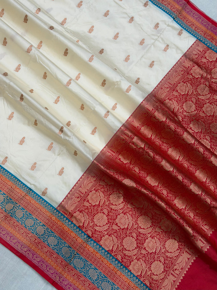 Pure Katan Silk Banarasi Handloom Saree - All over Kadua Buti