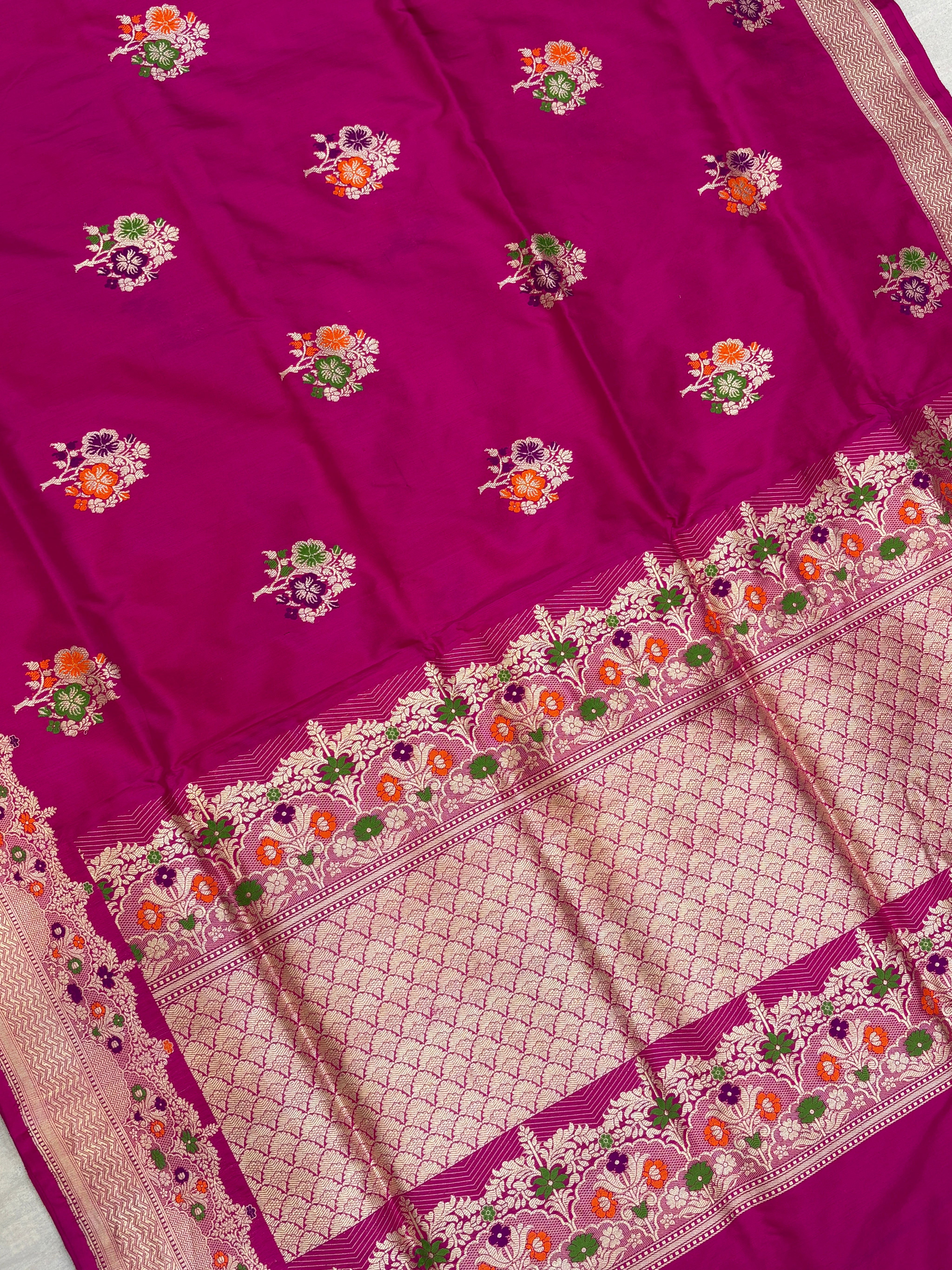 Pure Katan Silk Banarasi Handloom Saree - All over Kadua motifs