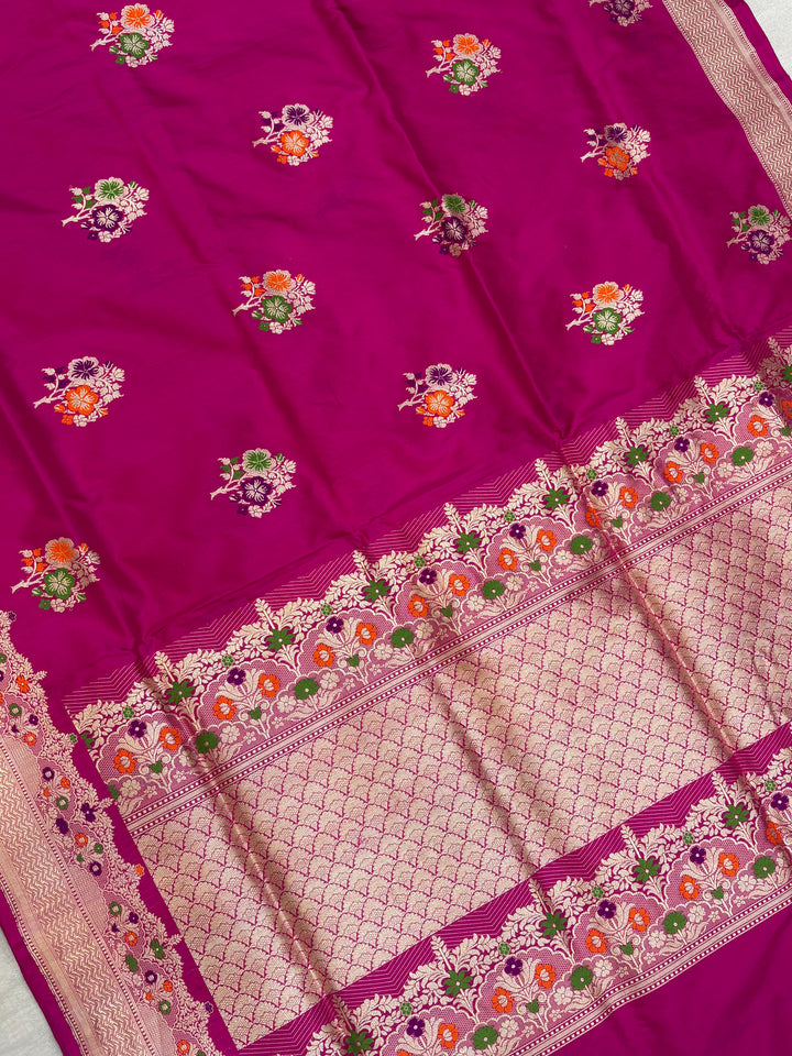 Pure Katan Silk Banarasi Handloom Saree - All over Kadua motifs