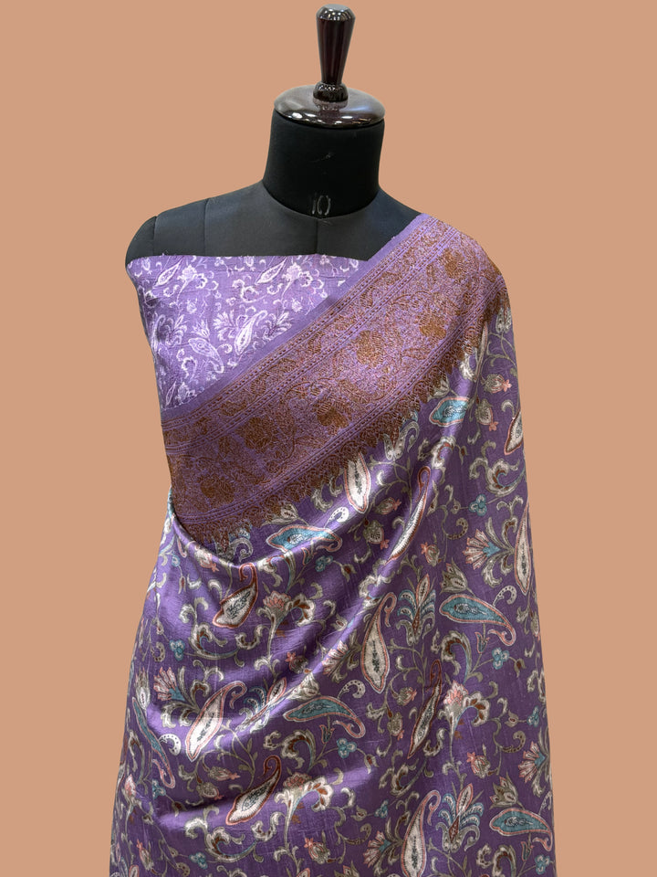 Dusty Pink Color Pure Raw Silk Handloom Banarasi Saree with Digital Print