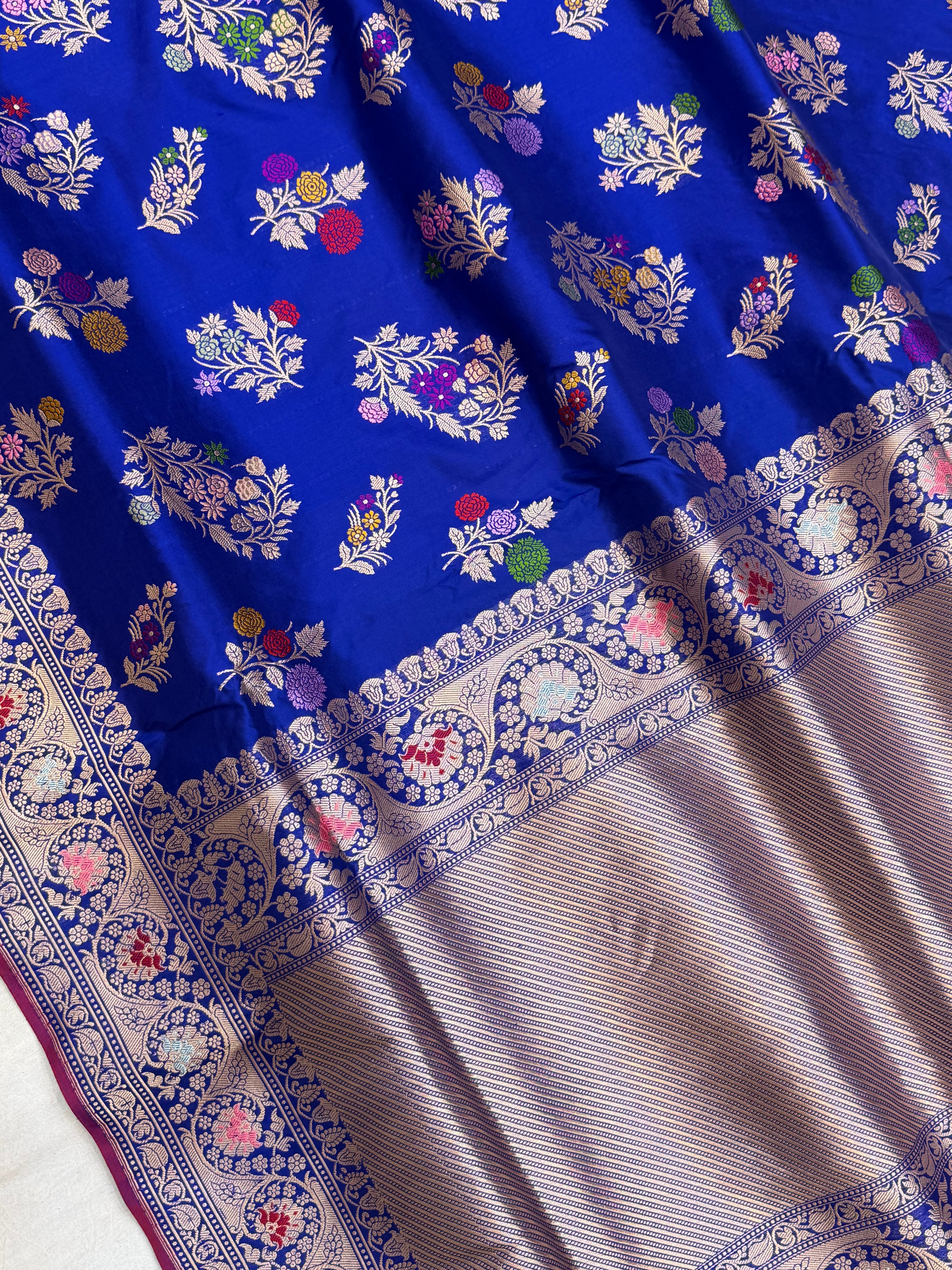 Pure Katan Silk Banarasi Handloom Saree - All over Kadua Jangla