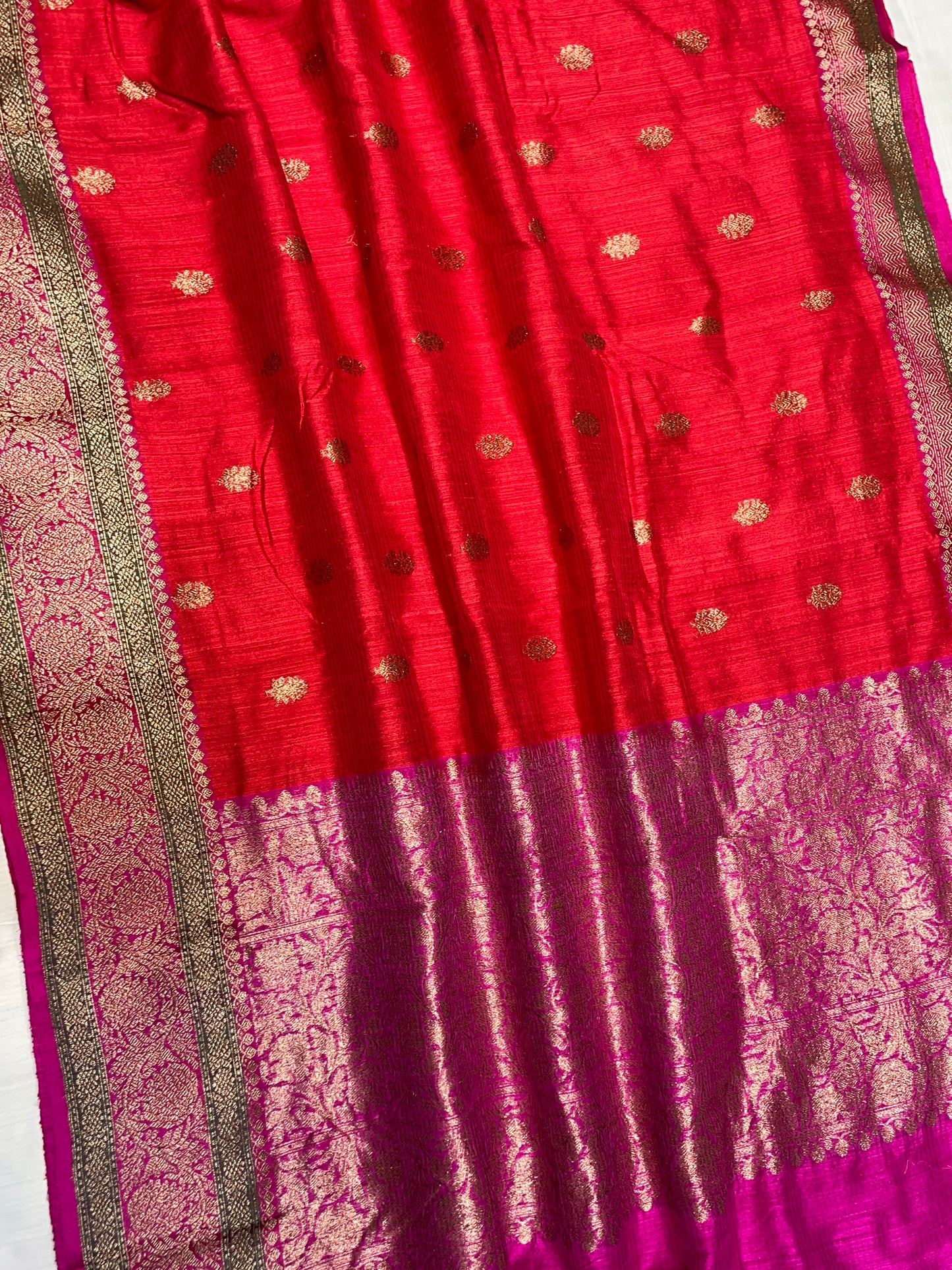 Pure Dupion Tusser Silk Handloom Banarasi Saree