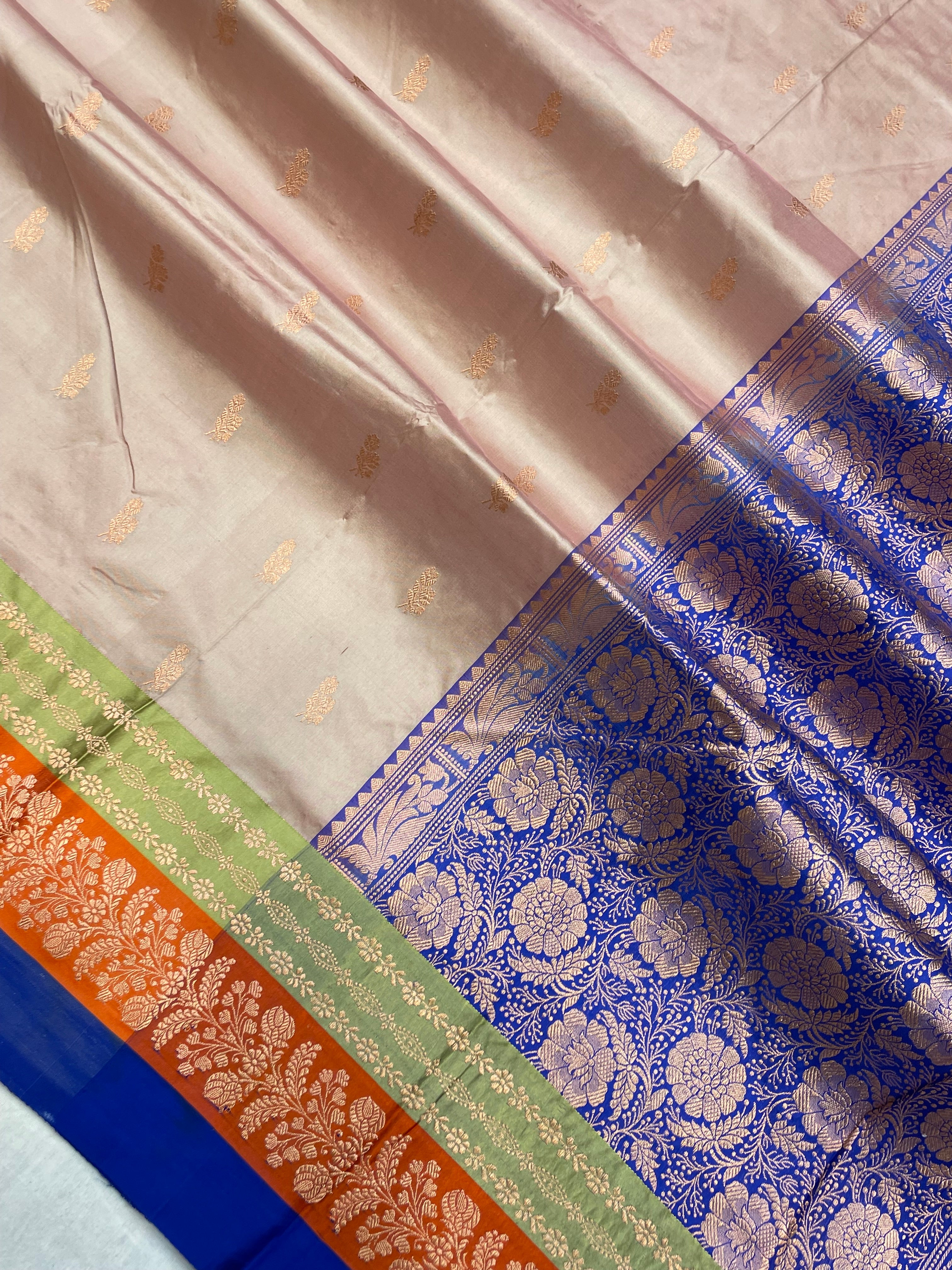 Pure Katan Silk Banarasi Handloom Saree - All over Kadua Buti