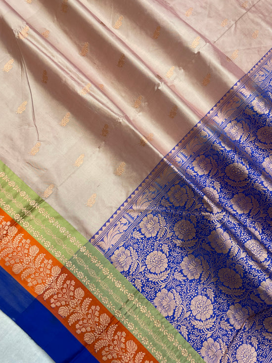 Pure Katan Silk Banarasi Handloom Saree - All over Kadua Buti