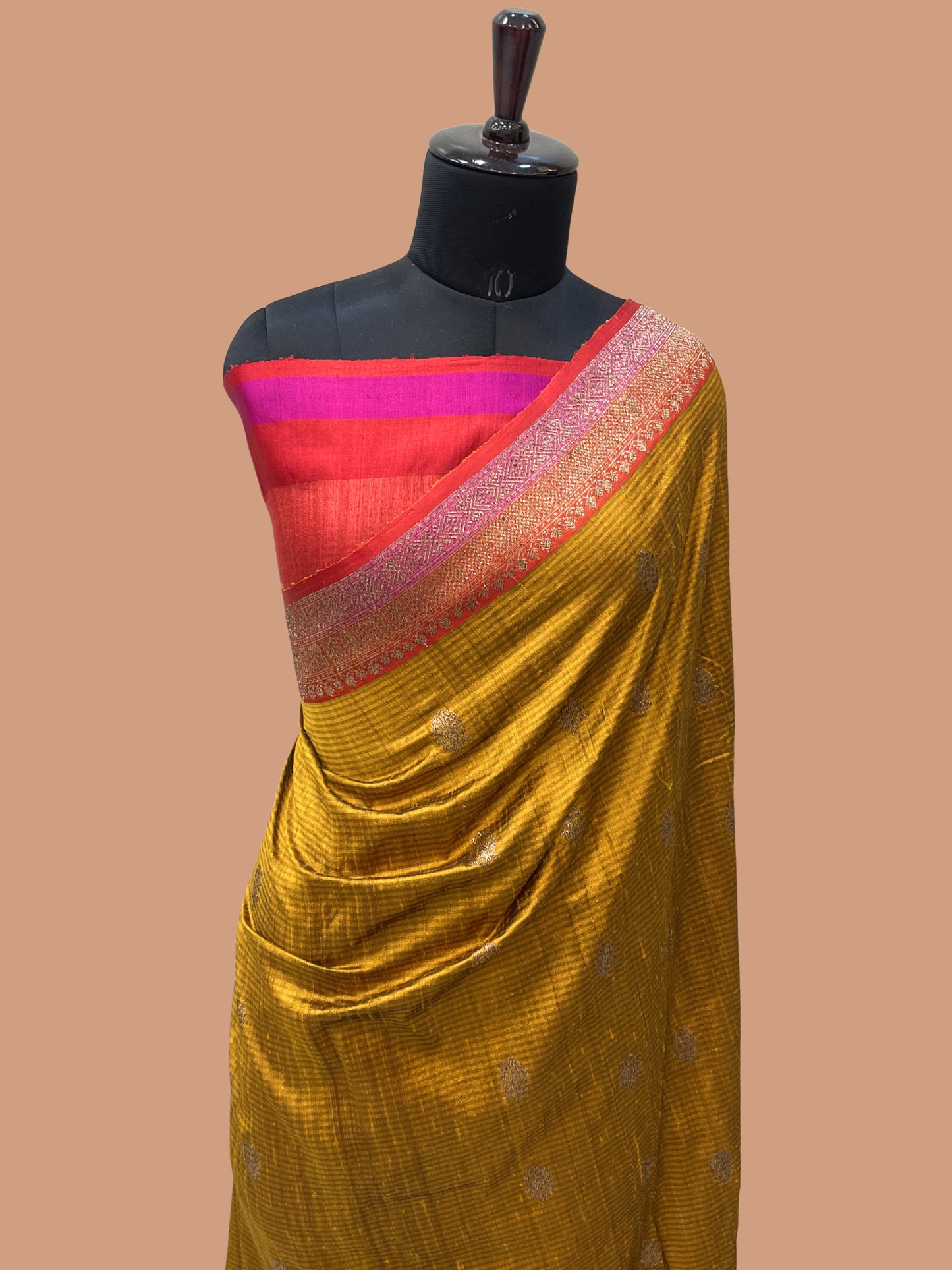 Pure Dupion Tusser Silk Handloom Banarasi Saree
