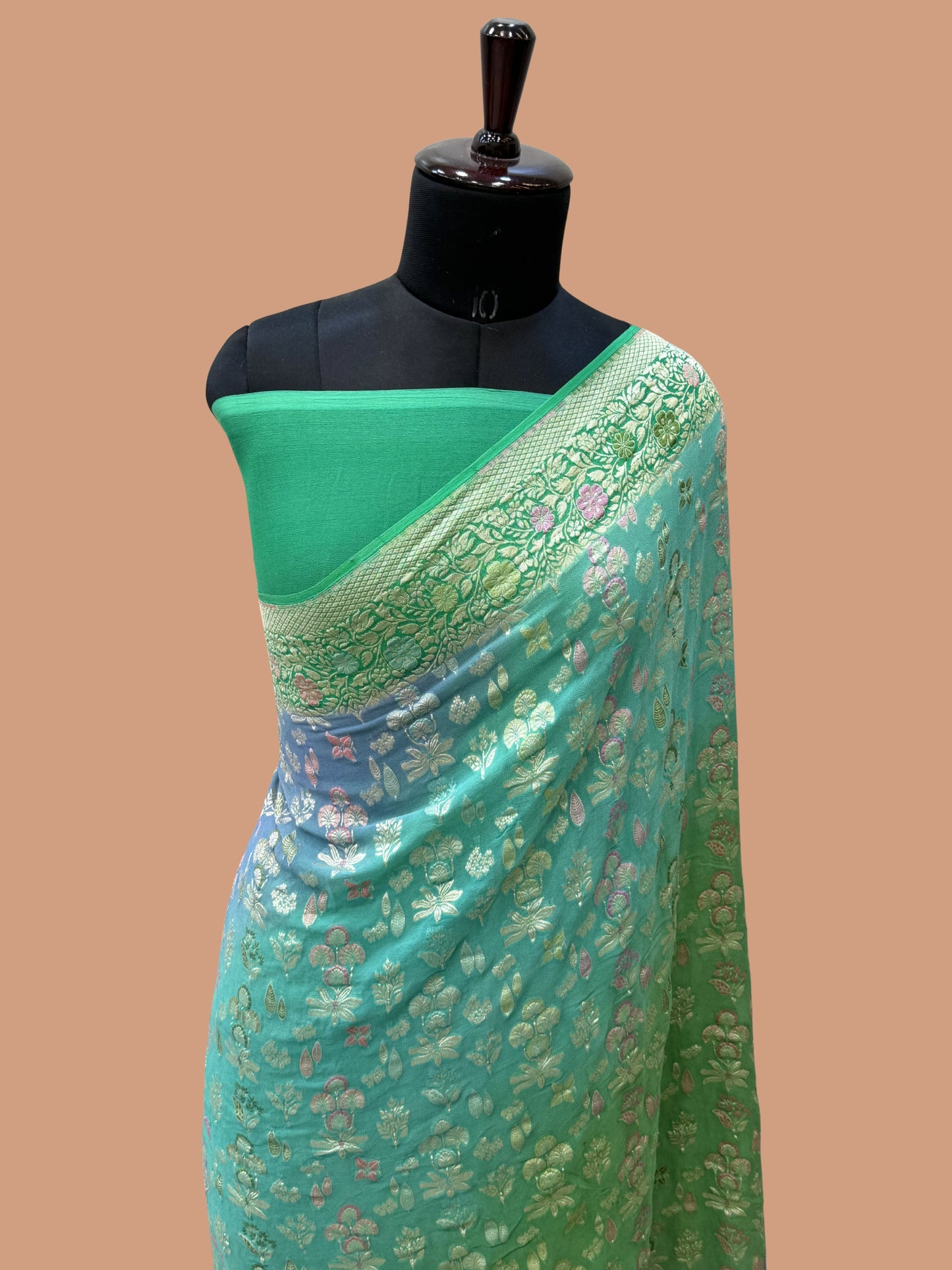 Khaddi Georgette Handloom Banarasi Saree - Gold Zari