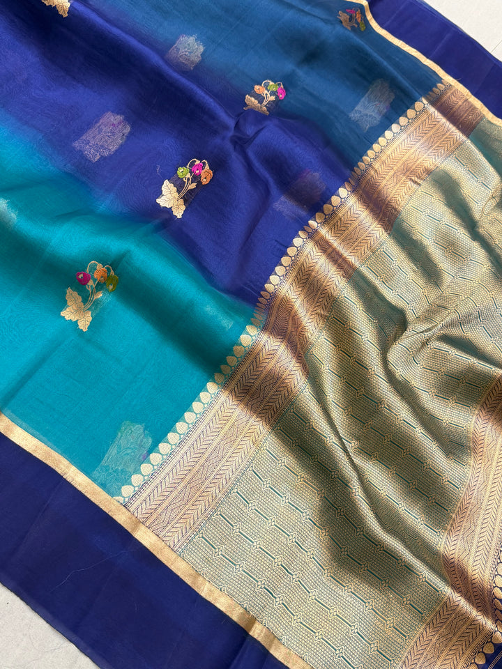 Pure Kora Silk Handloom Banarasi Saree - All Over Kadua Buta