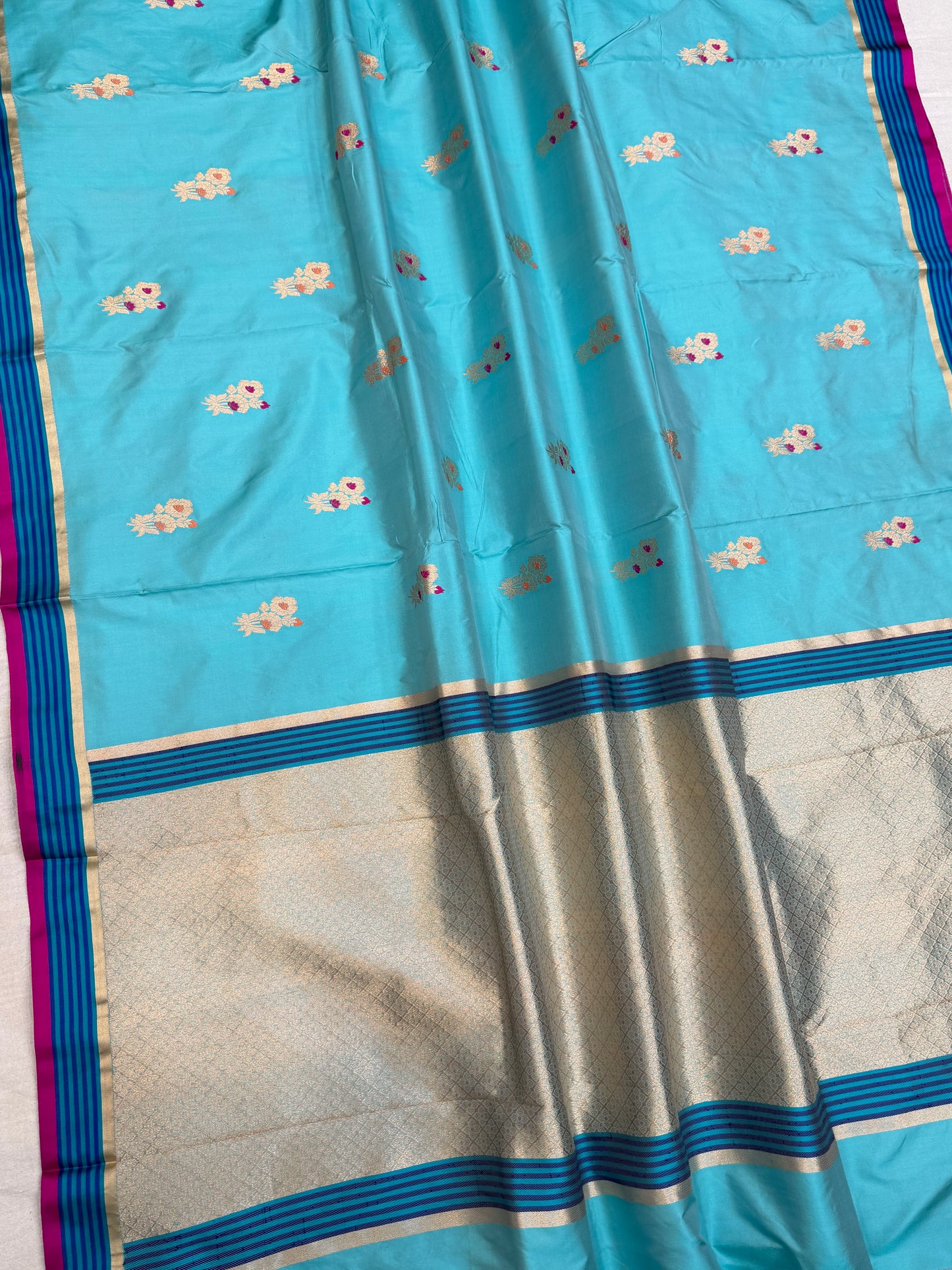 Pure Katan Silk Banarasi Handloom Saree - All over Kadua Buta