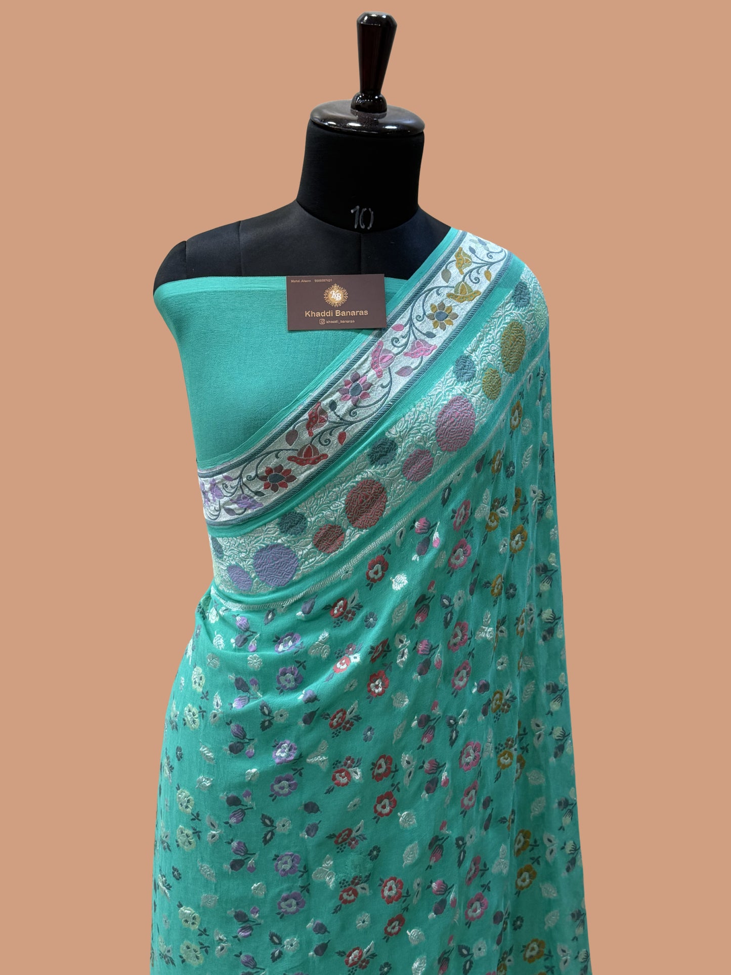 Sea Green Khaddi Georgette Banarasi Saree