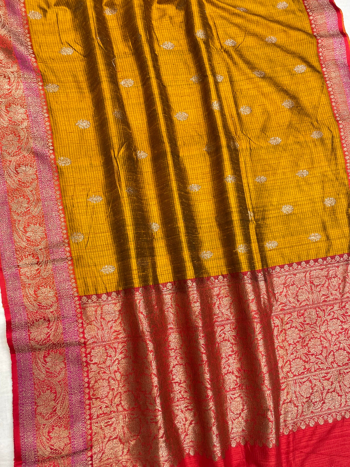 Pure Dupion Tusser Silk Handloom Banarasi Saree