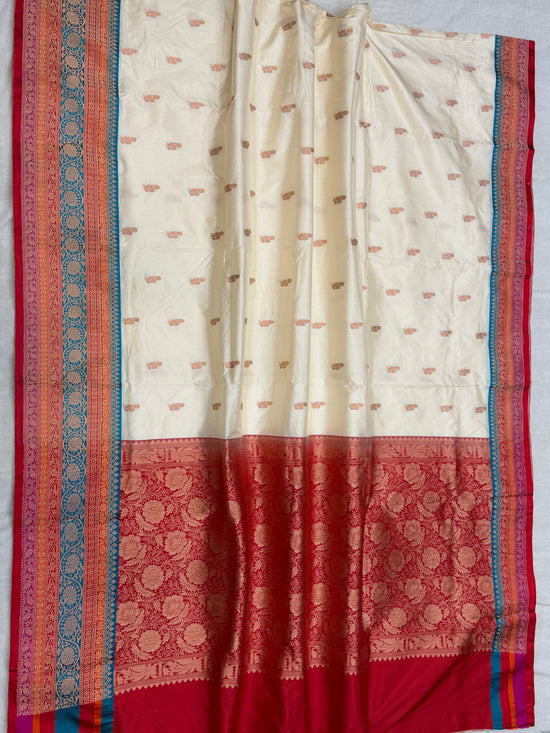 Pure Katan Silk Banarasi Handloom Saree - All over Kadua Buti