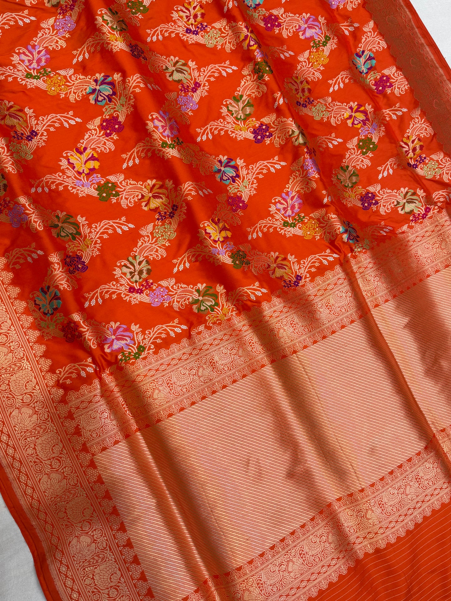 Pure Katan Silk Banarasi Handloom Saree - All over Kadua Jangla