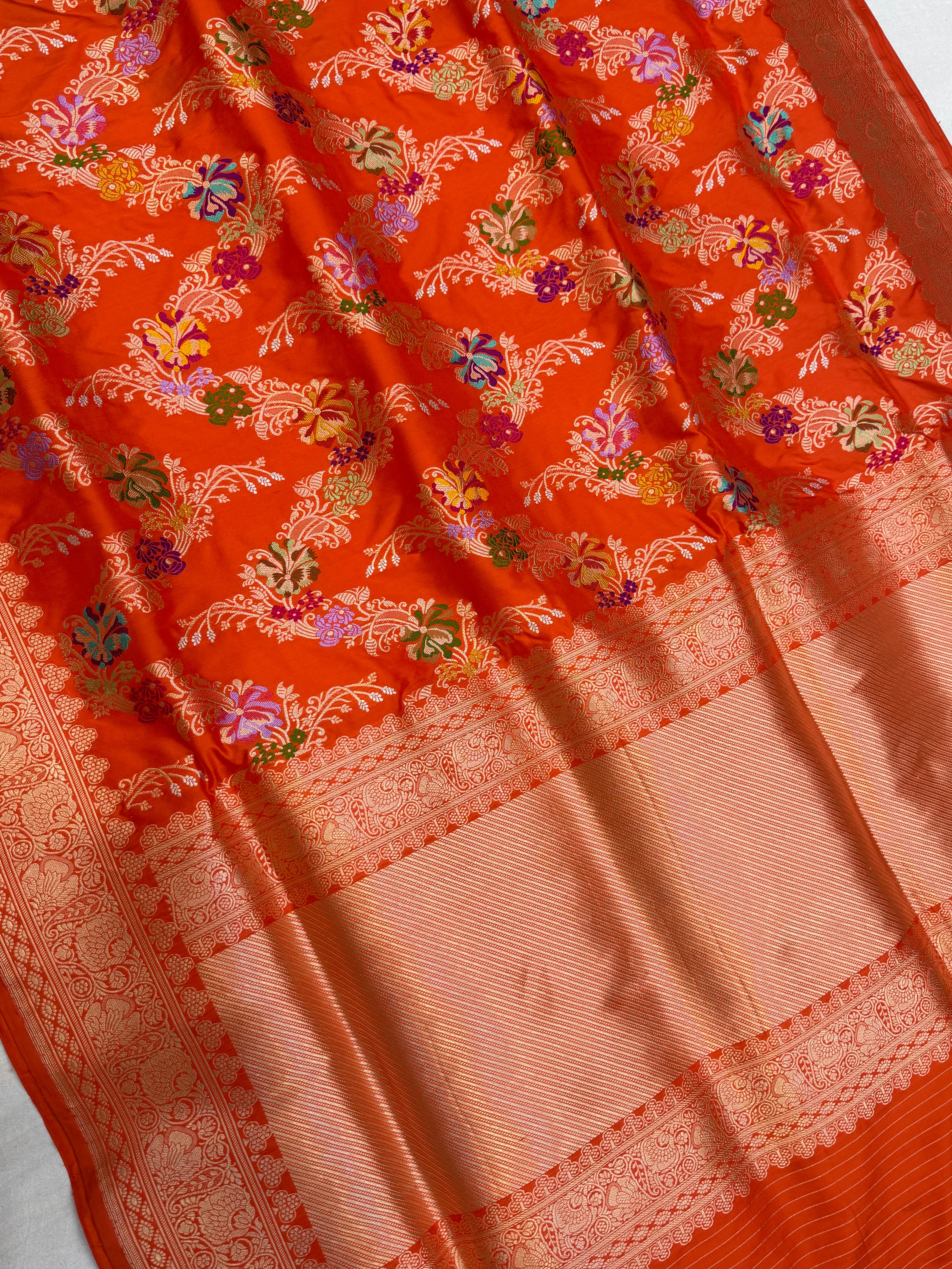 Pure Katan Silk Banarasi Handloom Saree - All over Kadua Jangla